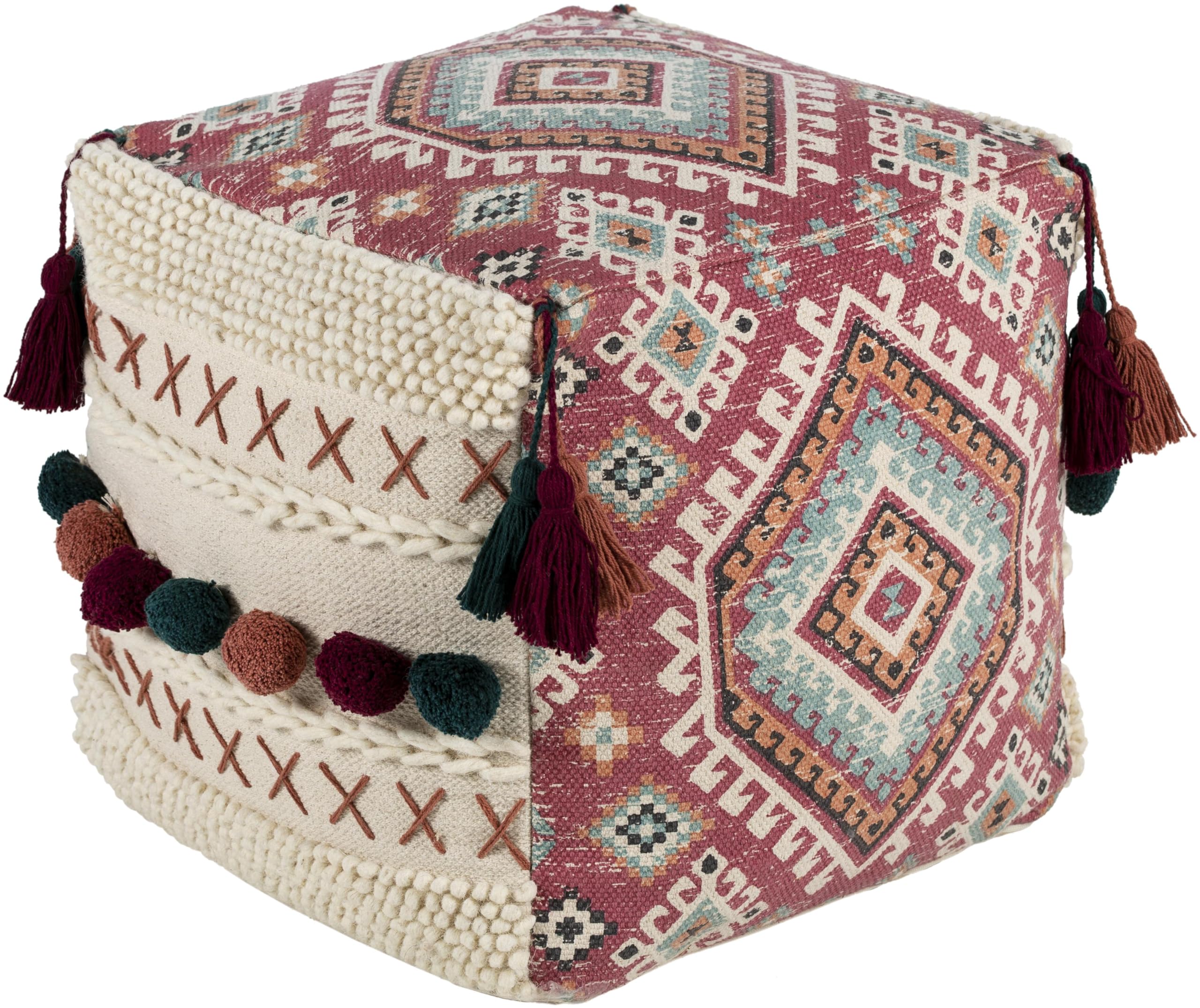 Mark&Day Retz Global Dark Red Cube Pouf Ottoman Foot Rest - 18