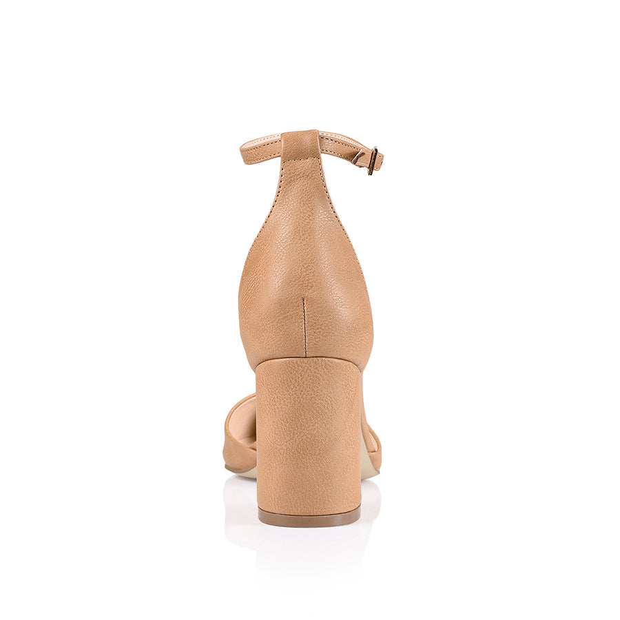 Enzo Women's Closed Toe Block Heels - Comfortable Chunky Heel Pumps in Caramel Softee | Perfect for Office, Wedding & Evening Events