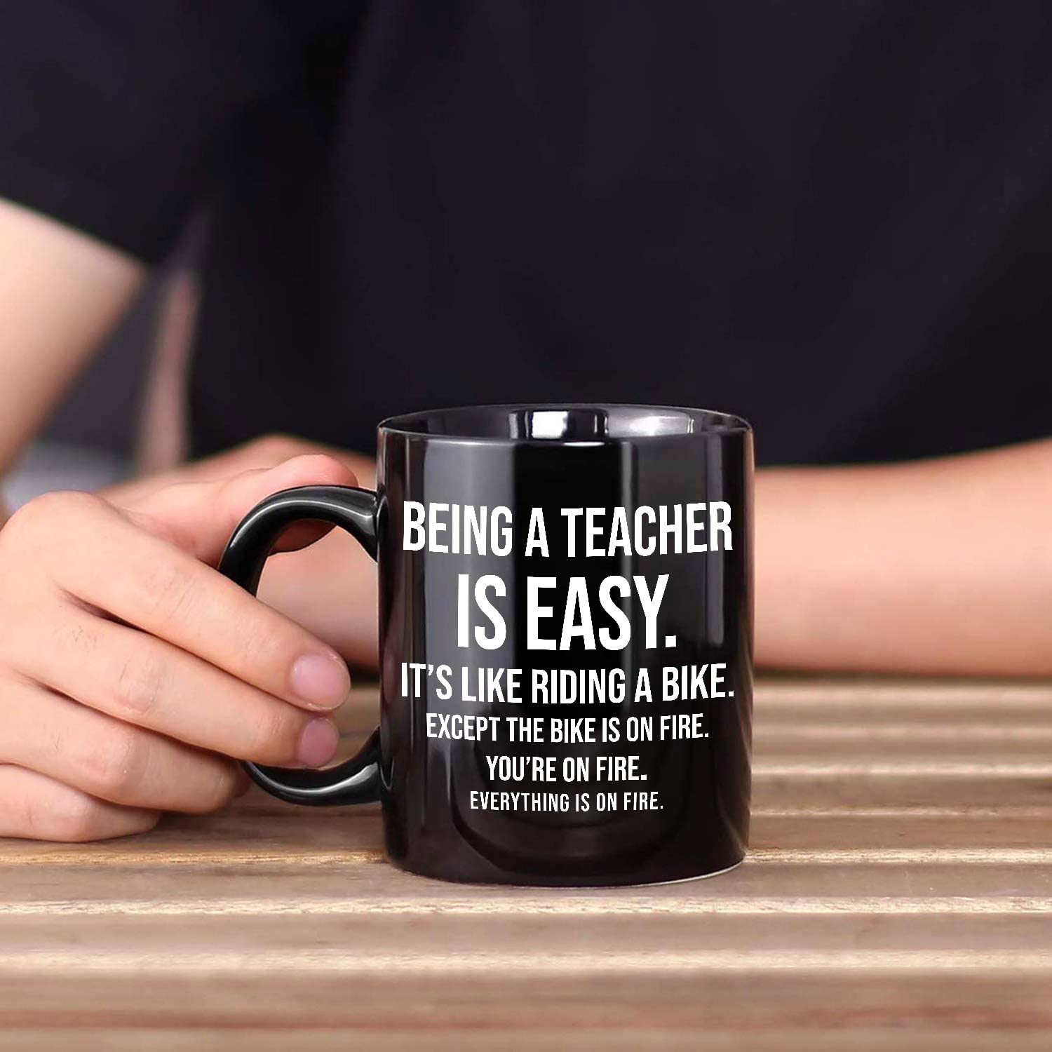 Funny Teacher Coffee Mug - 11oz or 15oz Ceramic Cup with 'Being A Teacher Is Easy' Sarcastic Design - Perfect Teacher Appreciation Gift, Back to School Present & Humorous Office Desk Accessory for Educators