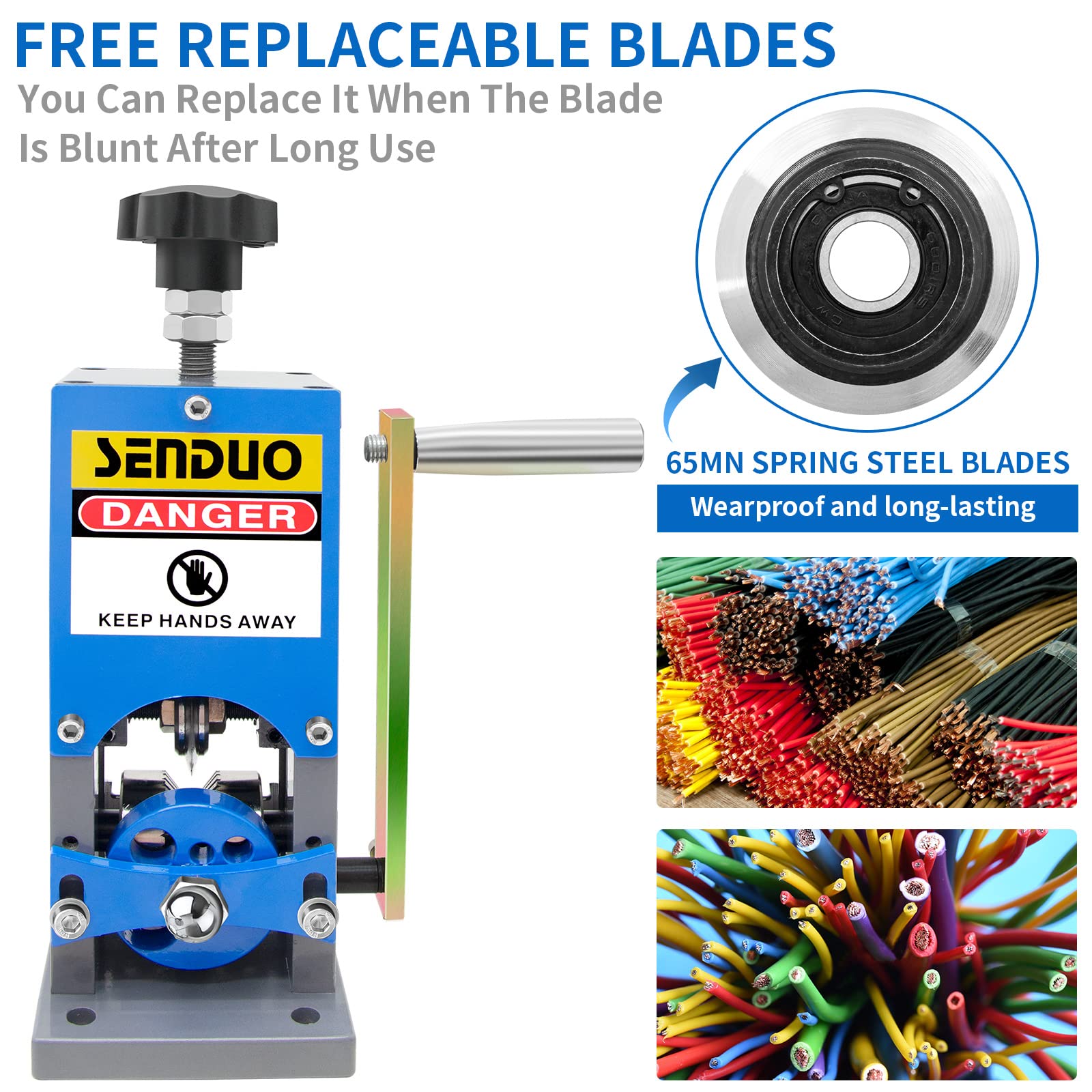 Upgraded Manual Wire Stripper Machine 0.06-1.57in | Cable Stripper Tool for Drill & Scrap Copper Recycling | Portable Hand Crank Wire Stripping Tool for Electricians & DIY Projects | Perfect for Home Renovation & Electrical Work