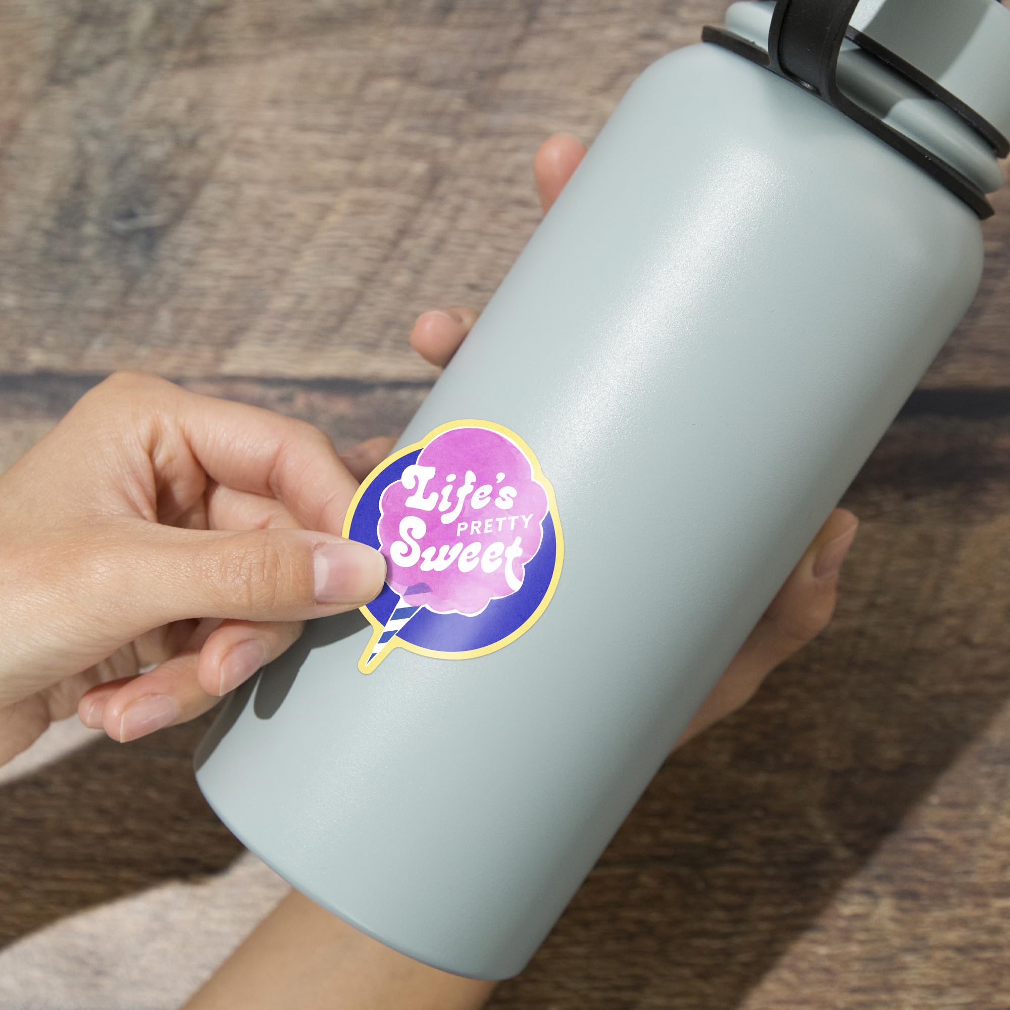 Waterproof Die Cut Vinyl Stickers - Tasty Treats Collection (Cotton Candy, Life's Pretty Sweet) 1-3 Inch Decals for Cars, Water Bottles, Laptops & Coolers | Perfect for DIY Crafts, Scrapbooking & Personalizing Gifts