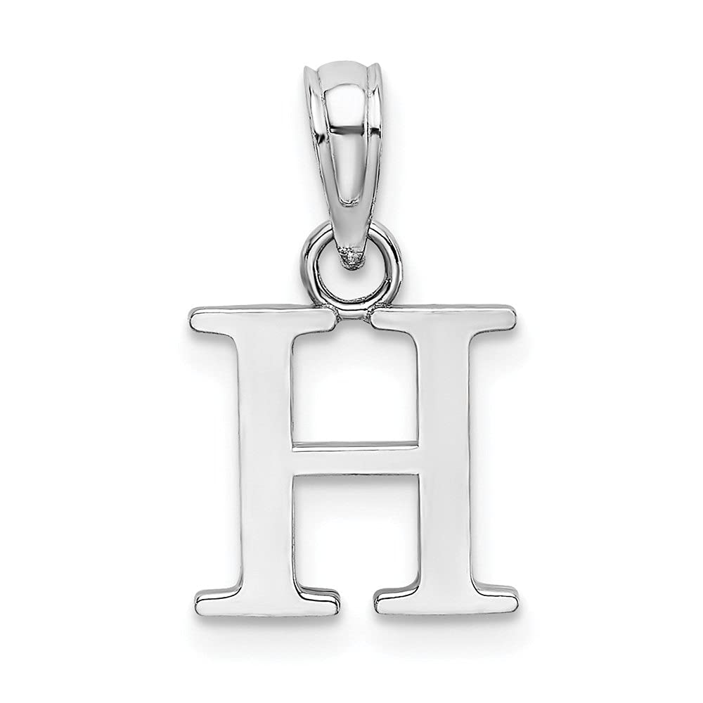 10K Yellow or White Gold Polished Block Initial Charm Pendant Necklace for Women - Personalized Name Jewelry Gift for Birthday, Anniversary & Everyday Wear