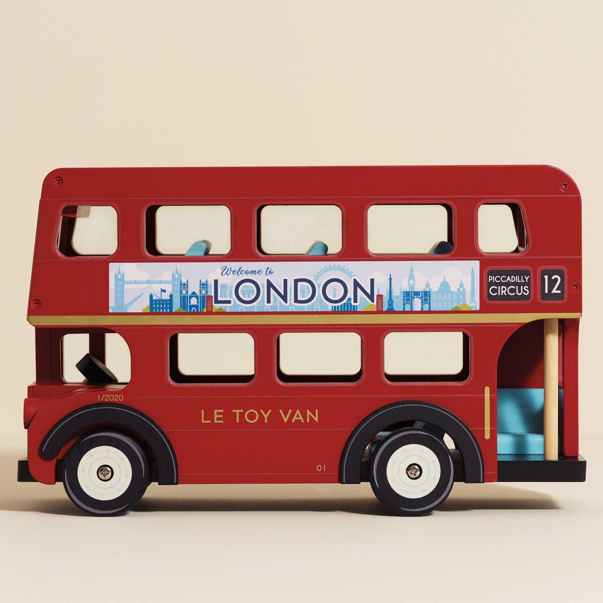 Le Toy Van London Double Decker Bus - Wooden Construction Vehicle Toy for Kids - Pretend Play & Educational Toy for Boys & Girls Ages 3+ - Perfect for Imaginative Play, Preschool Learning & Nursery Decor