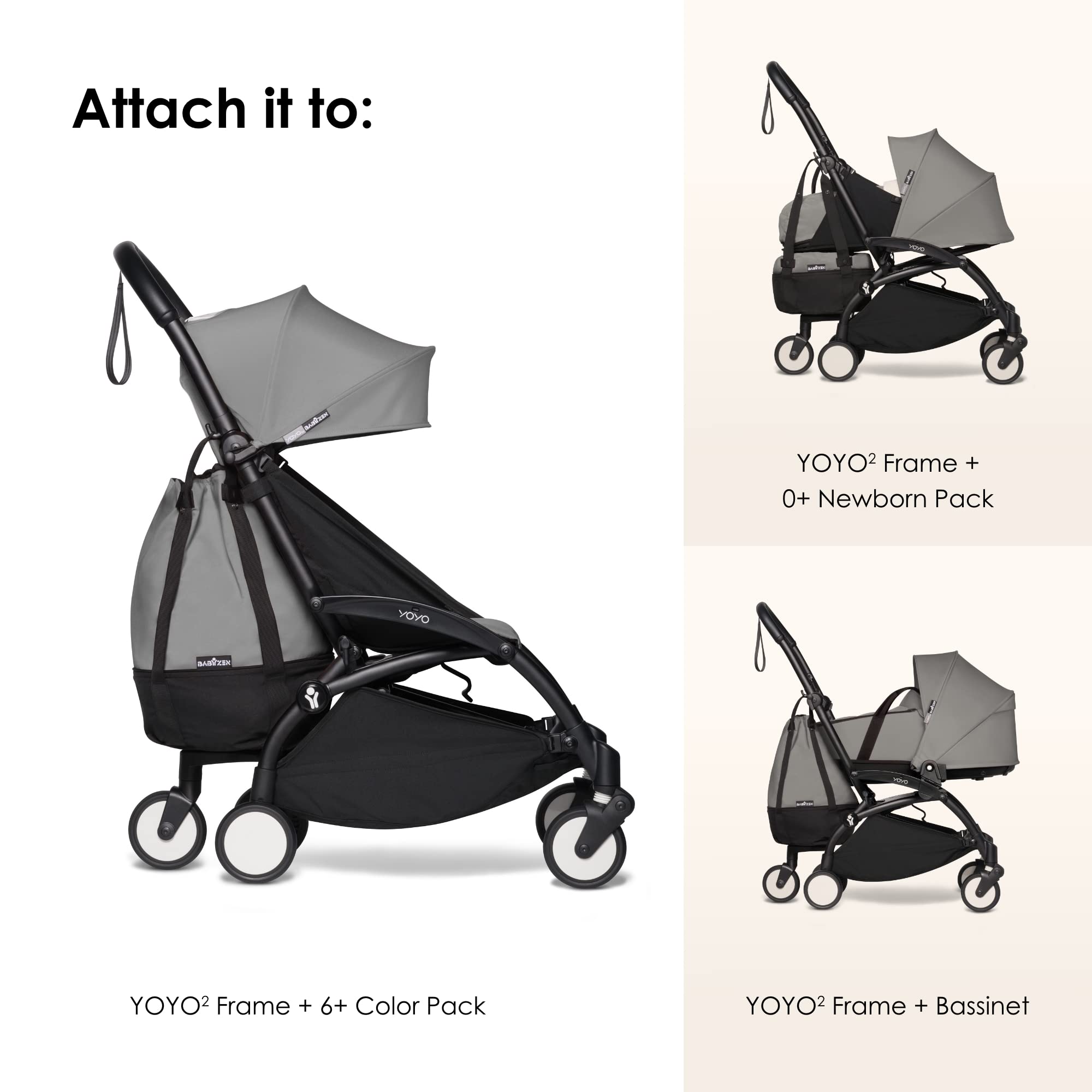 BabyZen YOYO Stroller Bag in Grey - Extra Storage for YOYO2 Stroller with Wheel Base & Hooks - Perfect for Diapers, Toys & Essentials on the Go