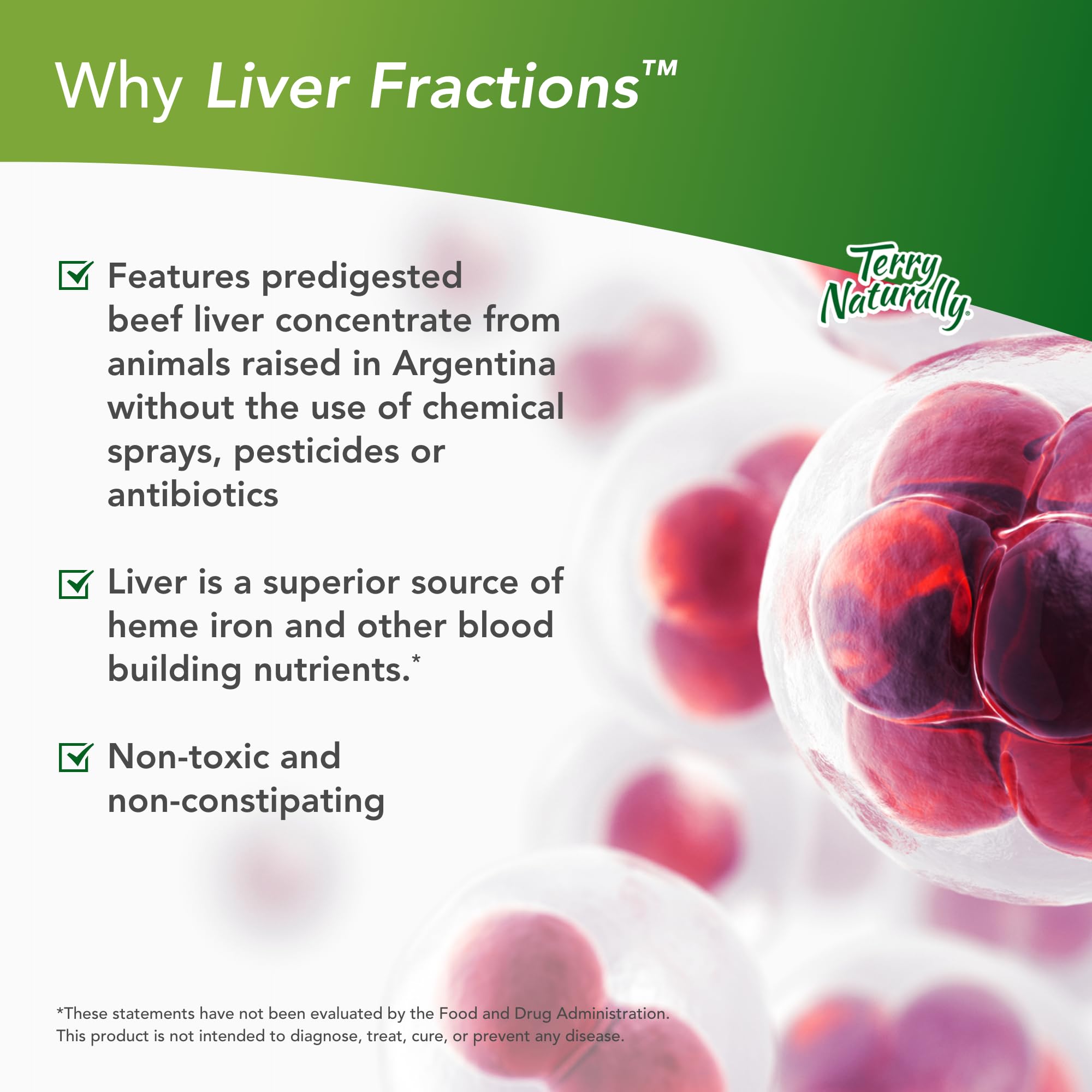 Terry Naturally Liver Fractions - Iron Supplement for Liver Health & Energy Support - 90 Capsules | Supports Healthy Red Blood Cell Formation & Endurance | Gentle Iron Dietary Supplement for Active Lifestyles & Wellness Routines