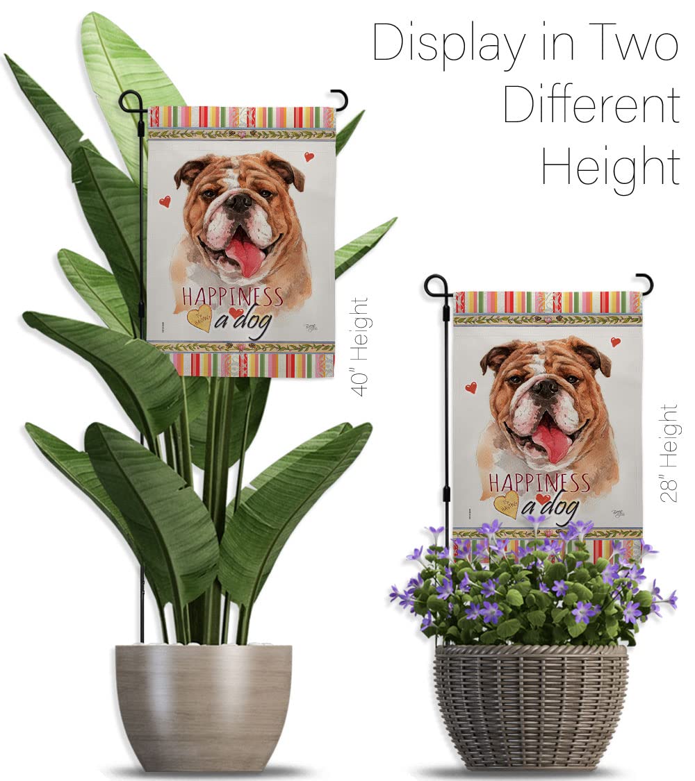Bulldog Garden Flag Set with Stand - Double-Sided Pet Decor for Yard & Home