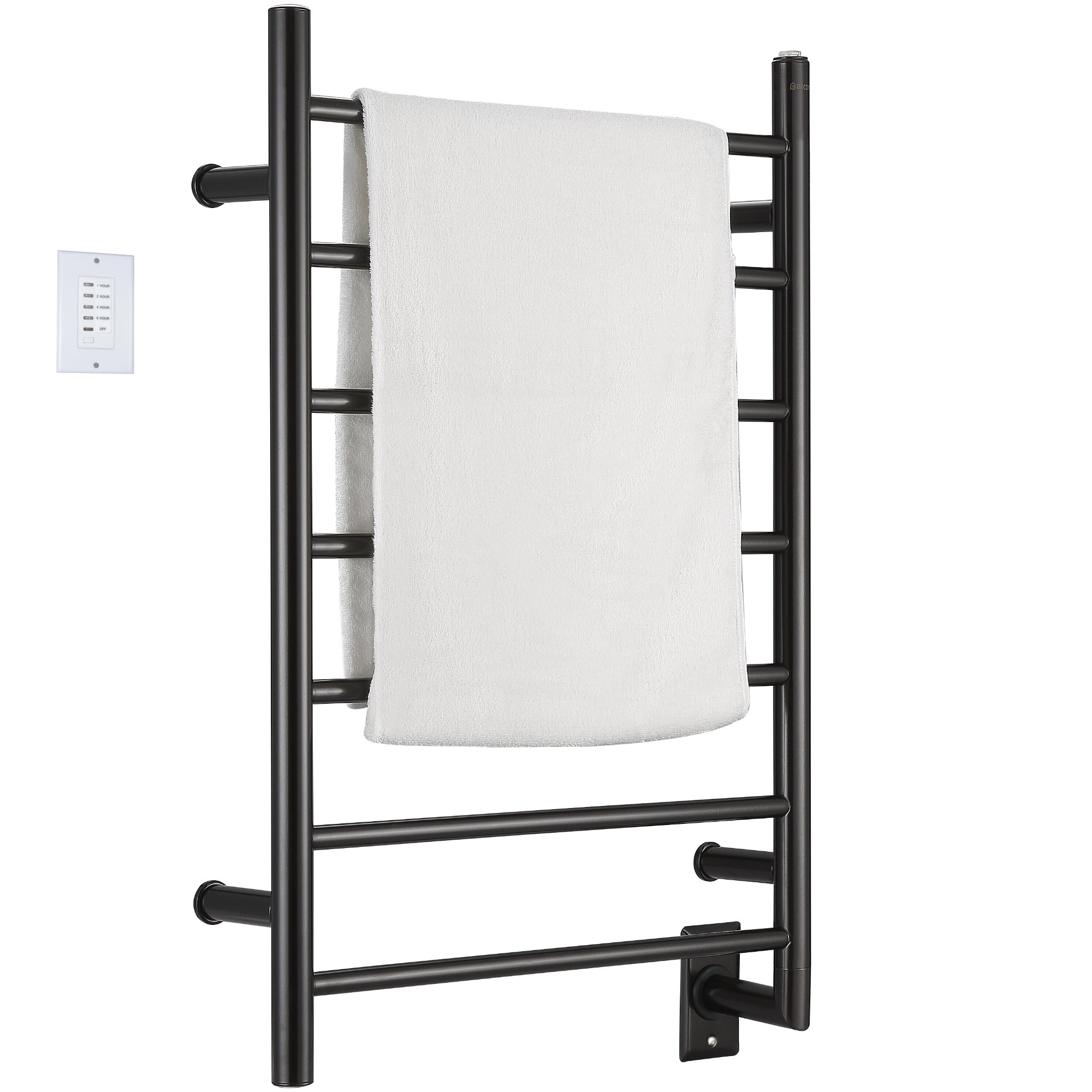 Ancona Comfort 7 Bar Hardwired Towel Warmer with Digital Countdown Timer - Oil Rubbed Bronze Finish - Perfect for Bathrooms, Spas & Luxury Home Heating - Fast Warm Up & Energy Efficient Design