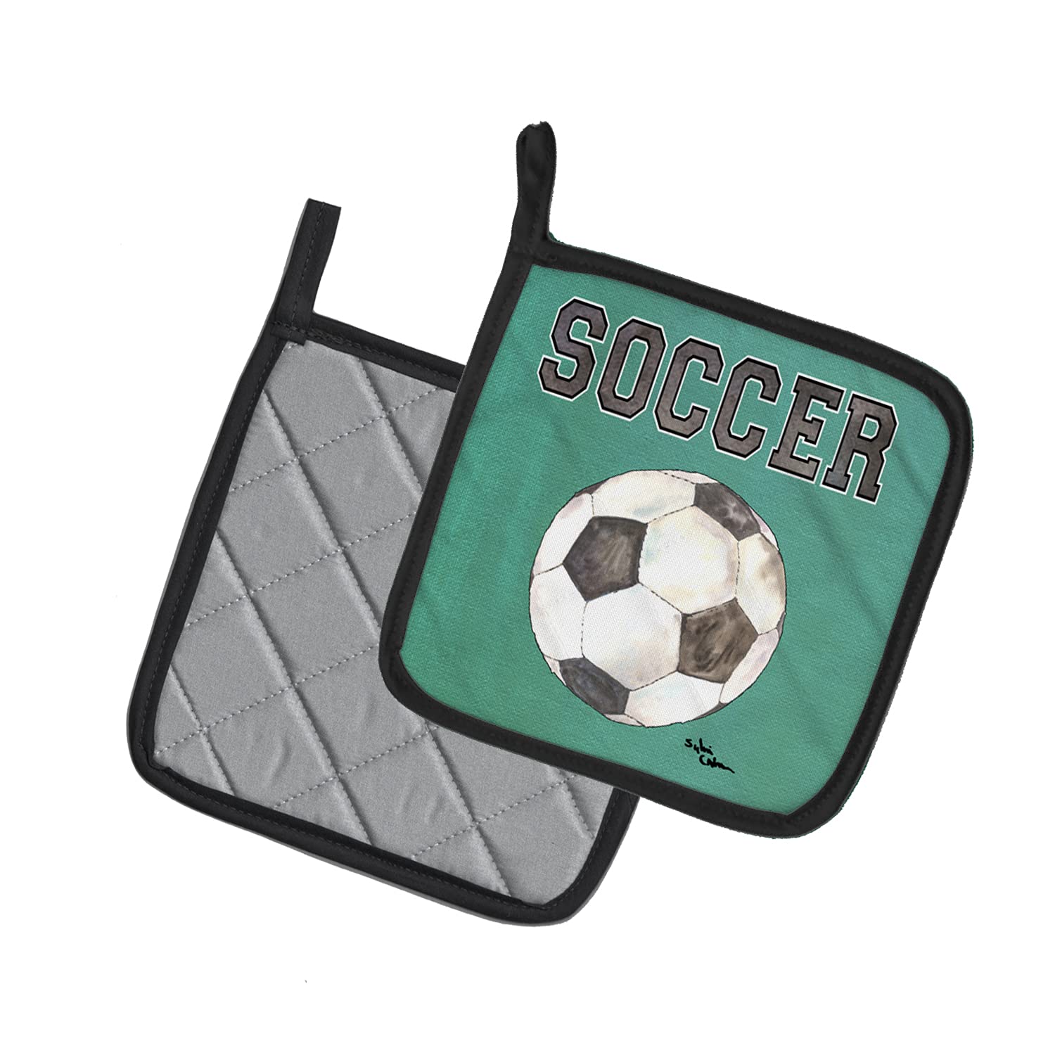 Heat Resistant Soccer Pot Holders Set - 2 Pack Kitchen Oven Mitts for Cooking, Baking & BBQ (7.5