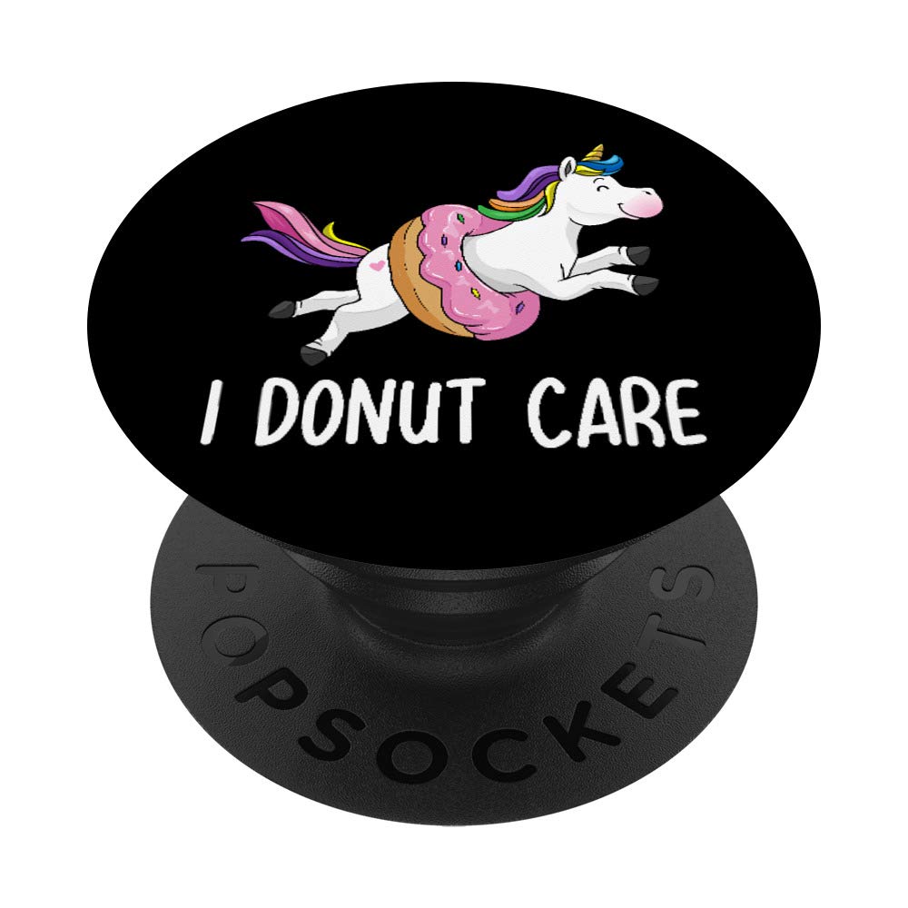 Unicorn Candy Lover Donut Shirt - Funny 'Girl I Donut Care' Graphic Tee for Women | PopSockets PopGrip: Swappable Phone & Tablet Grip for Candy & Sweets Lovers | Perfect for Casual Wear, Gifts & Unicorn-Themed Parties