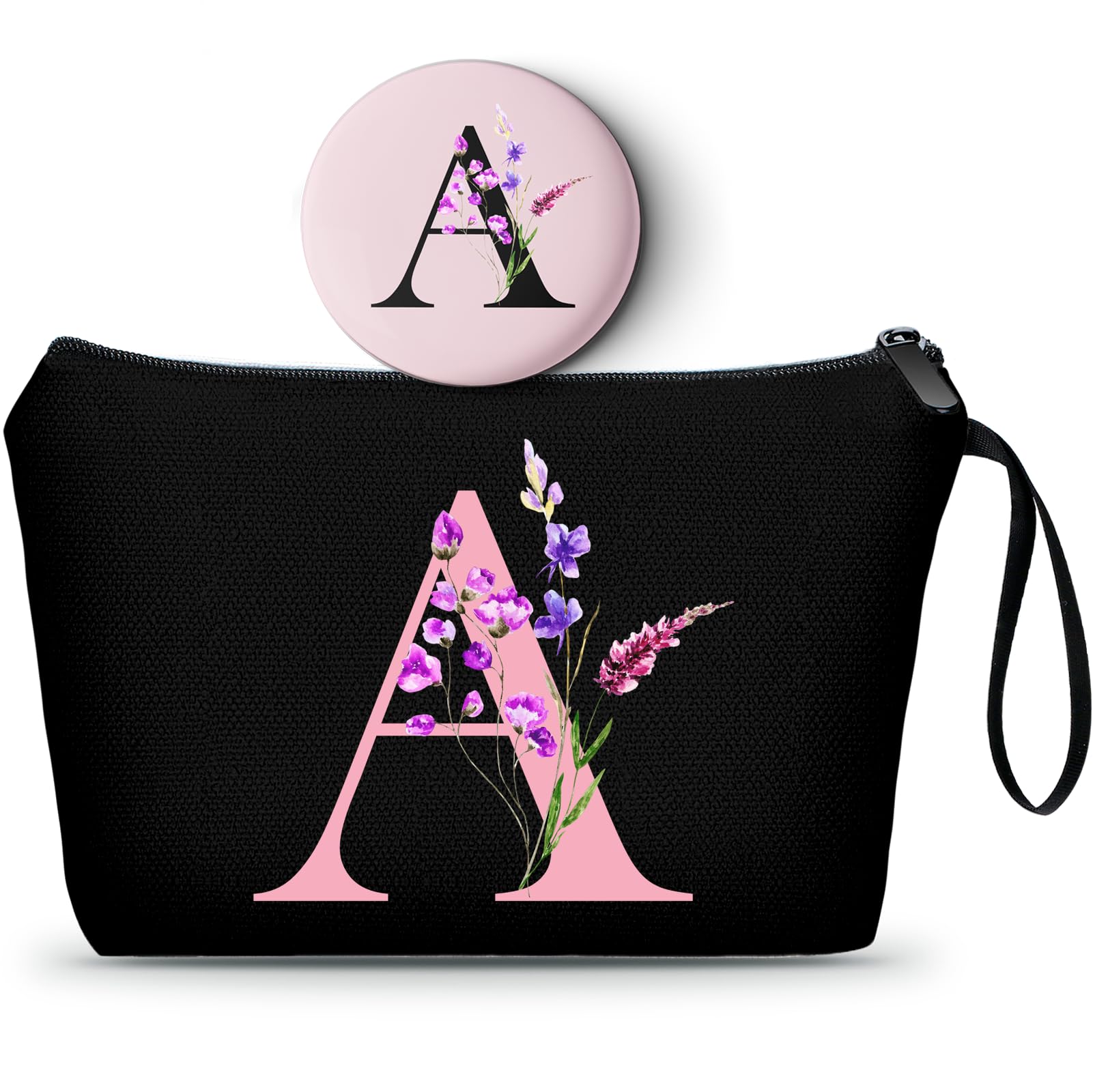 SEAMOON Elegant Makeup Bag with Mirror - Perfect Birthday Gift for Women, Bridesmaid, Sister & Best Friend - Unique Bridal Shower, Wedding, Mother's Day & Friendship Gift Idea - Great for Travel, Cosmetics & Daily Essentials Organization