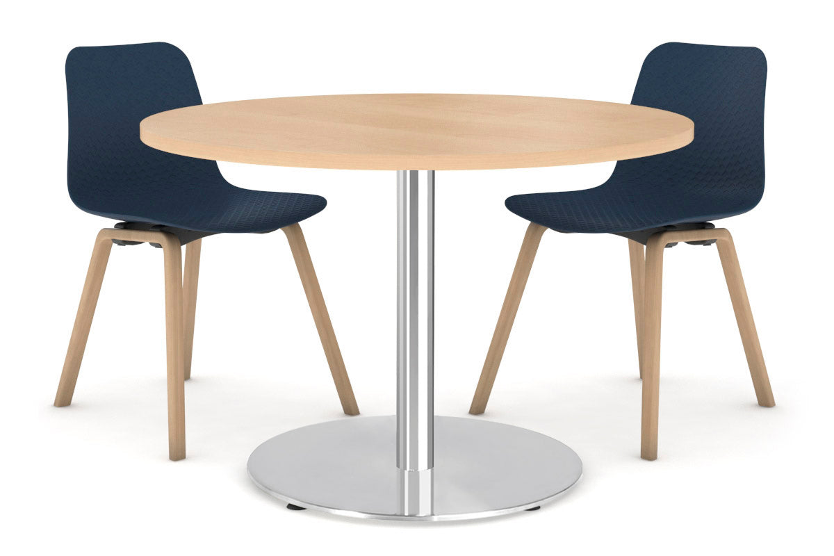 Sapphire Disc Base Cafe Table - 700mm Round Glass Top Outdoor Bistro Table for Patio, Garden, and Restaurant Dining