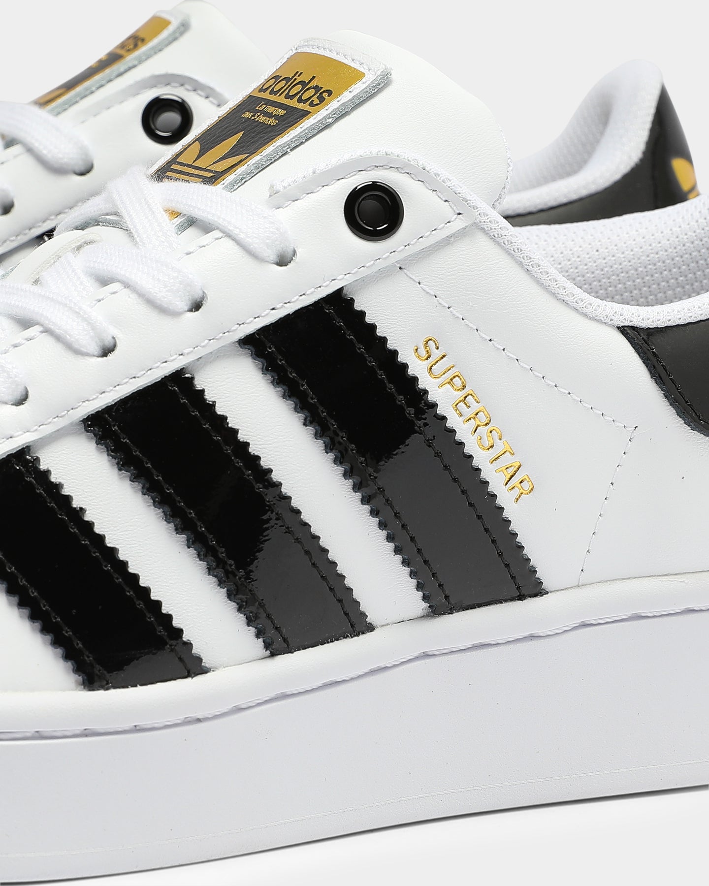 Adidas Women's Superstar Bold Sneakers - White/Black/Gold Colorway - Classic Casual Shoes for Women | Perfect for Streetwear, Gym & Everyday Fashion