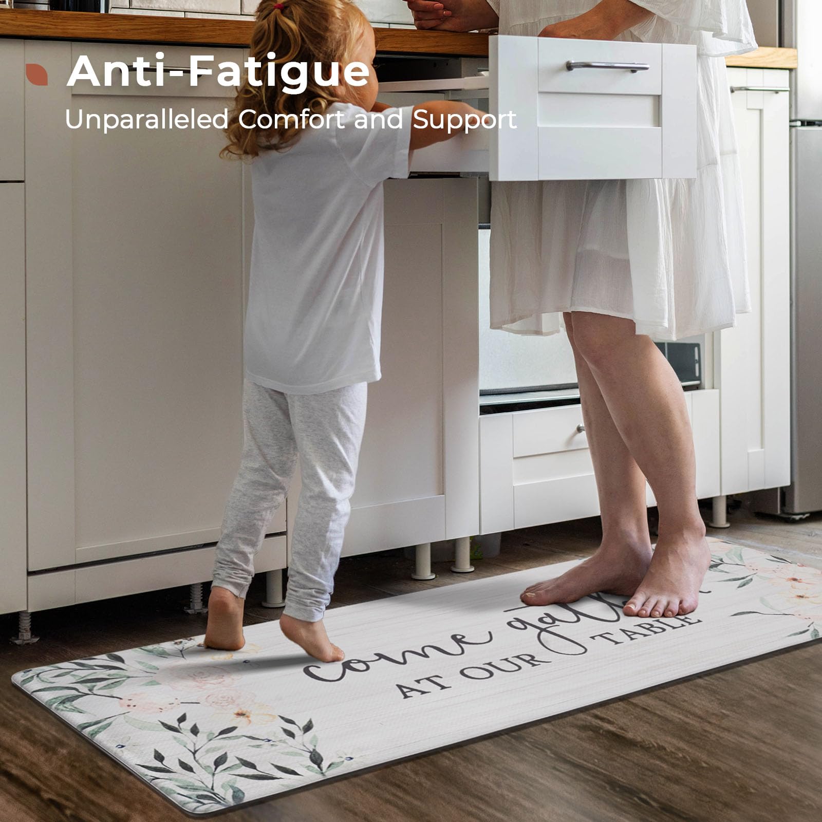FRESHMINT Anti-Fatigue Kitchen Mats Set of 2 - Waterproof Non-Slip Farmhouse Style Floor Mats for Standing Comfort, 17x30 & 17x47 Inches - Perfect for Cooking, Dishwashing & Long Hours in the Kitchen