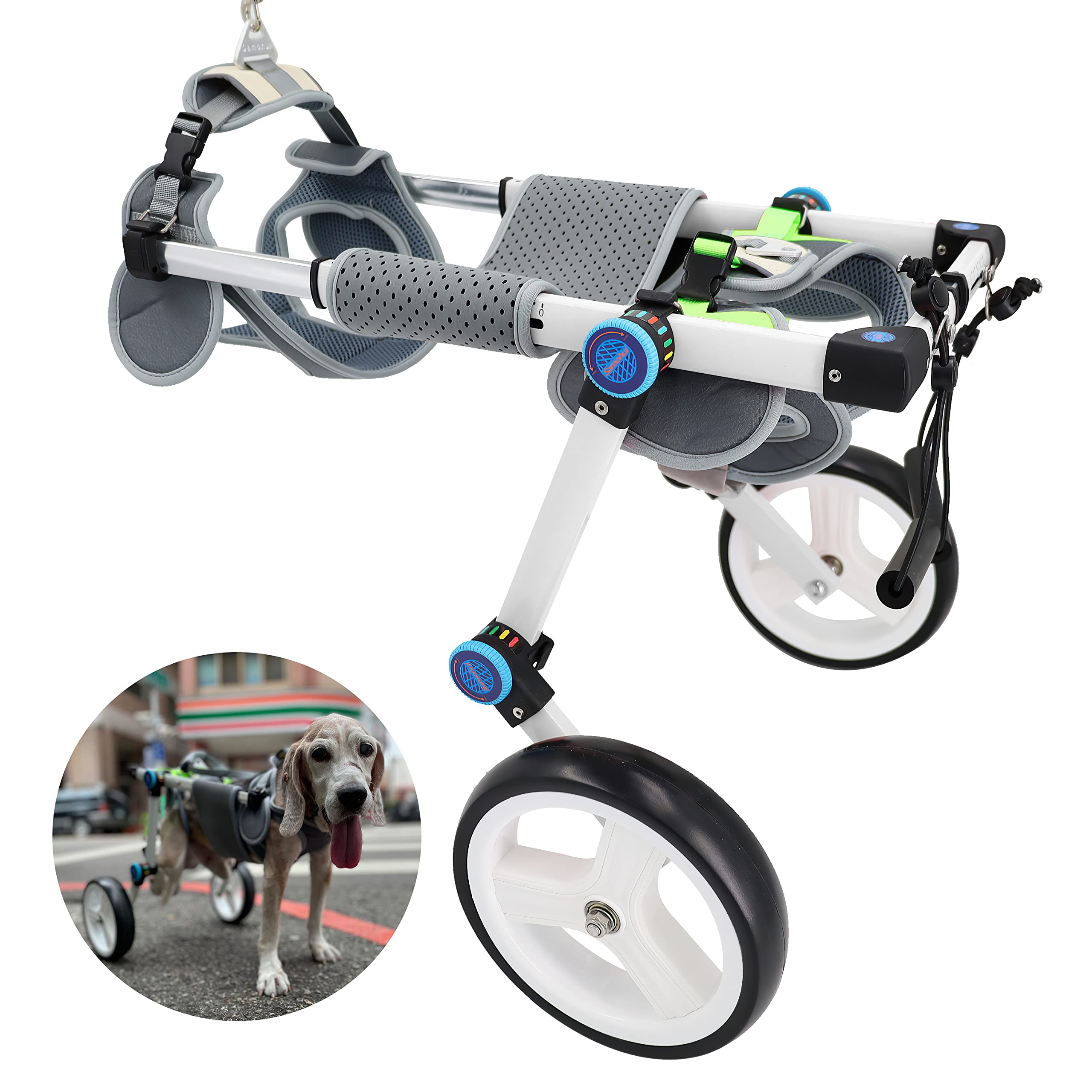 Adjustable Dog Wheelchair for Small Pets - Foldable & Lightweight Support for Hind Leg Paralysis - 5 Sizes & 2 Colors - Helps Dogs Regain Mobility (Ideal for Recovery, Rehabilitation & Daily Walks)