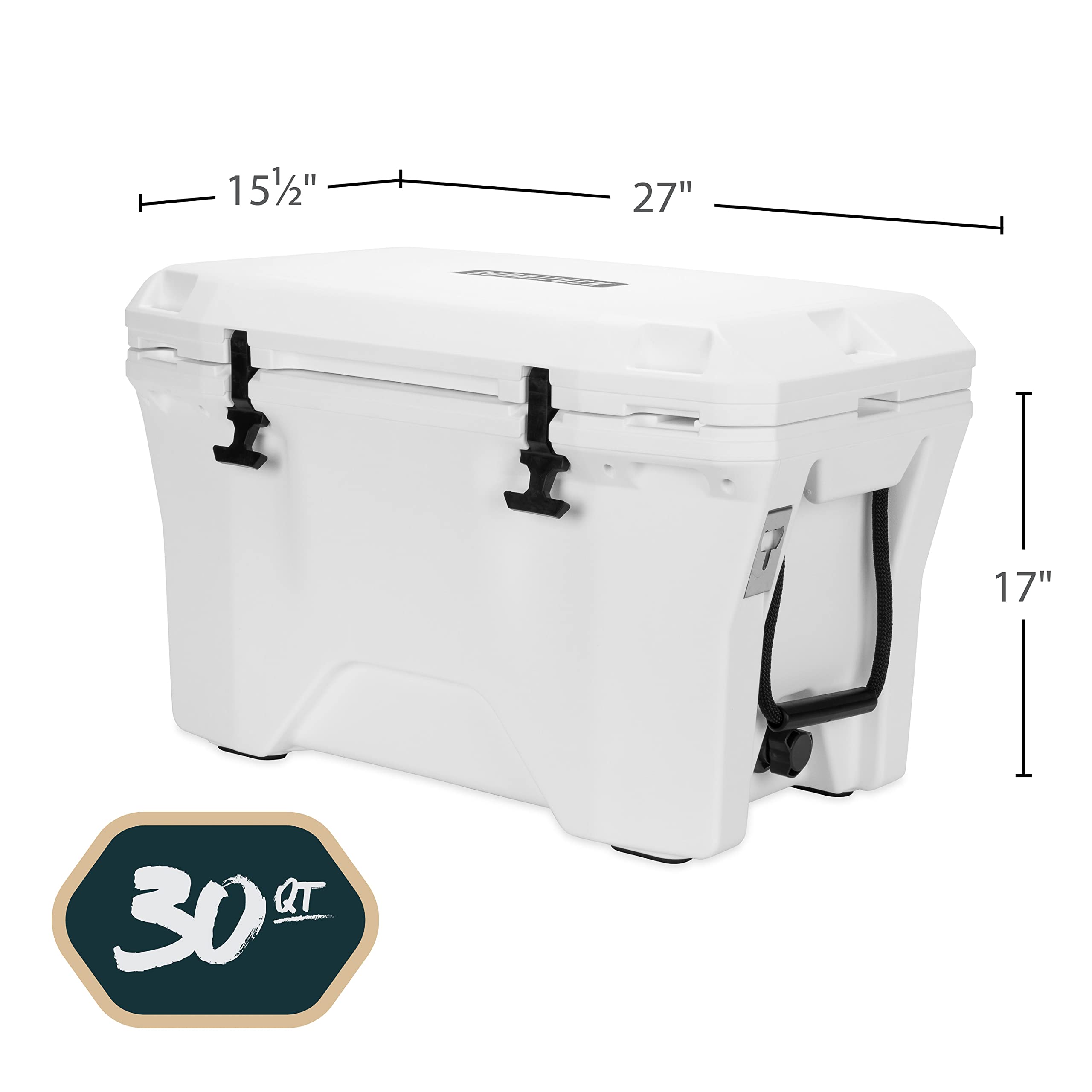 Camco Currituck 30-Quart Premium Cooler - 10 Days Ice Retention, Holds 28 Cans & 18 lbs Ice - Heavy Duty Insulated Cooler for Camping, Beach, Picnics & Outdoor Adventures (Snowscape, 51716)