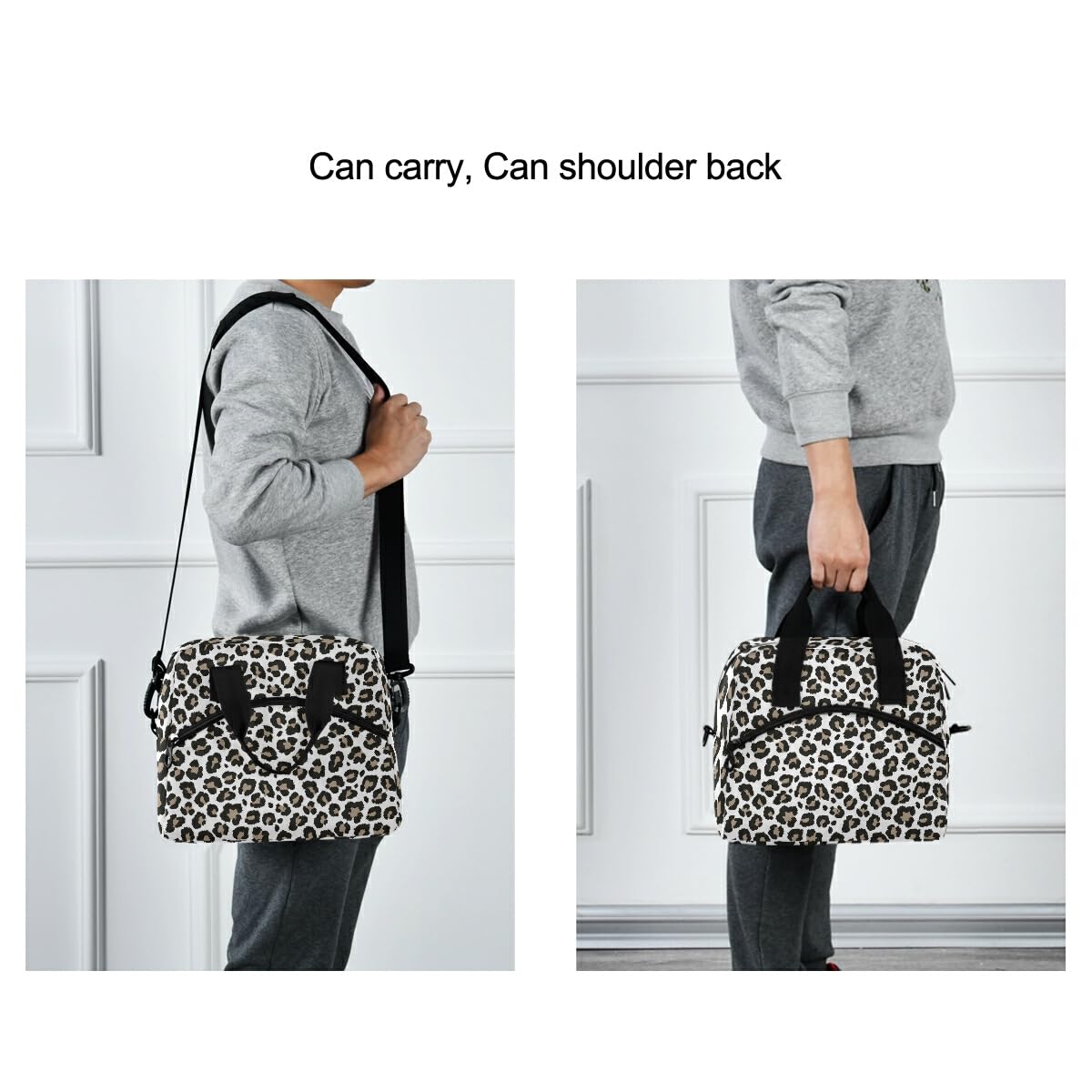 Leopard Cheetah Print Insulated Lunch Bag for Women & Men - Detachable Shoulder Strap Tote for Office, School, Picnic & Hiking | Stylish Animal Skin Design for Work, Travel & Outdoor Activities
