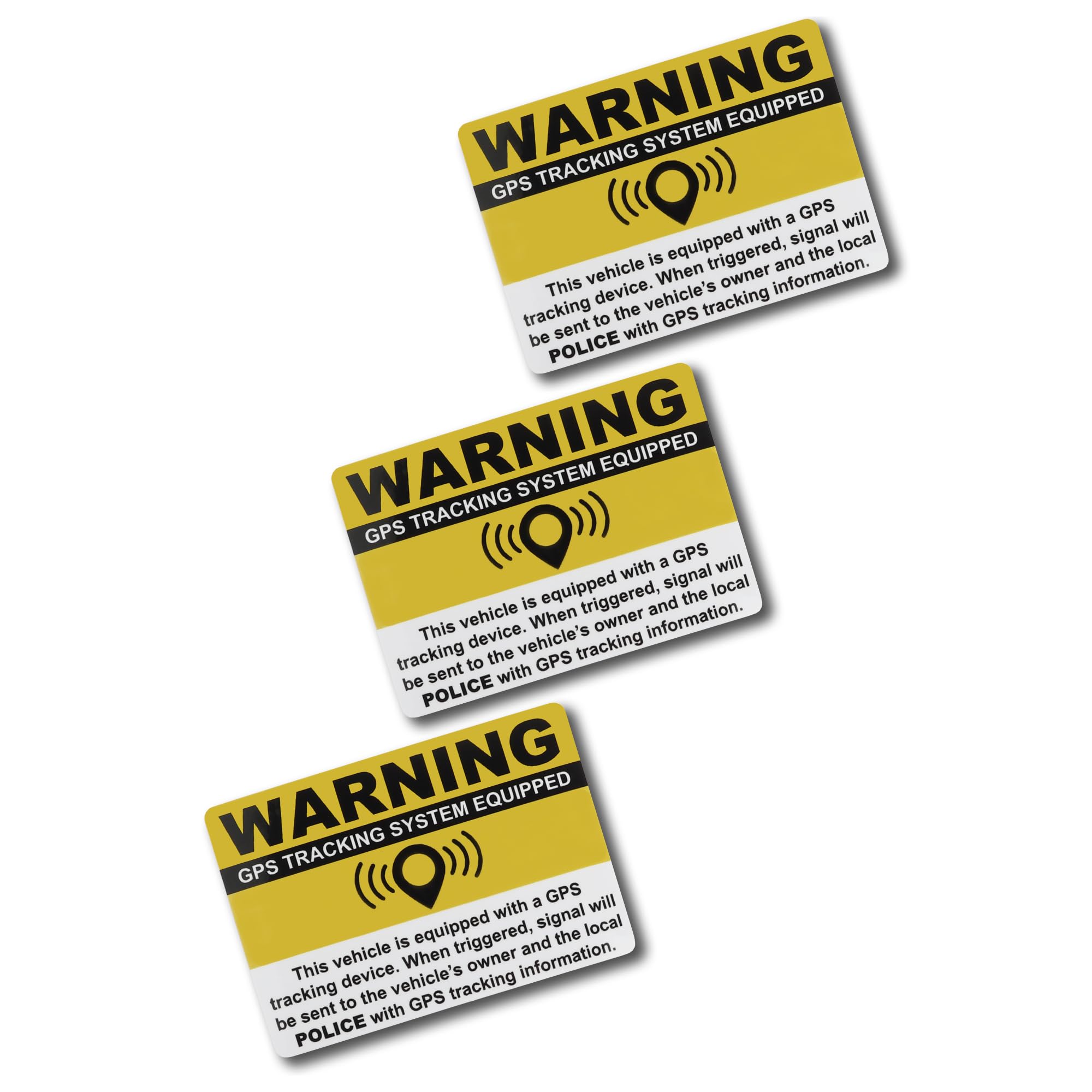 3PCS Anti-Theft GPS Warning Stickers 3.2x1.4 Inch for Car SUV Truck - Deter Vehicle Theft