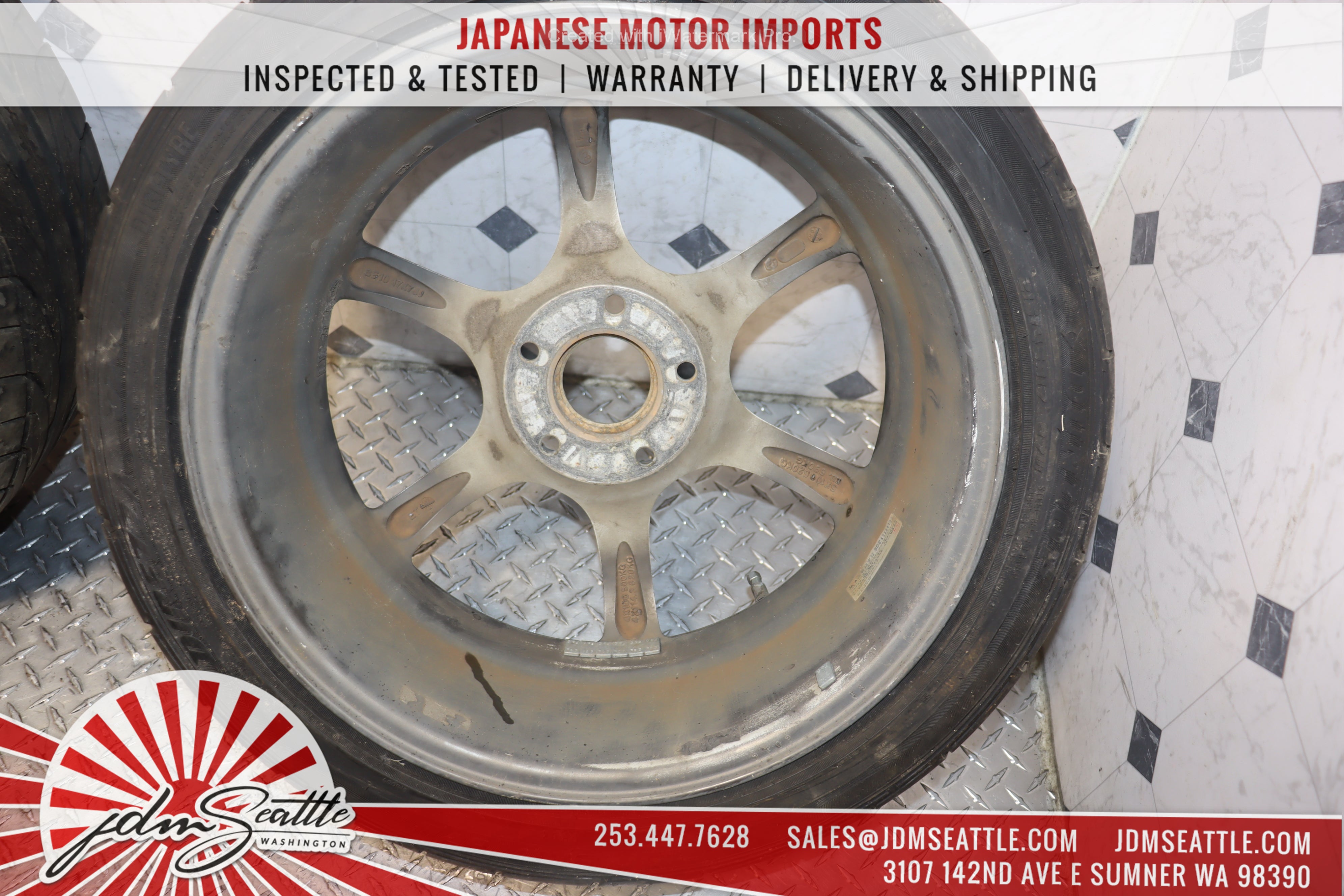 JDM Monza 17x7JJ 5x100 Wheels Set of 4 with 215/45R17 Tires - Lightweight Alloy Rims for Honda Civic, Subaru Impreza - Perfect for Street Performance & Car Upgrades
