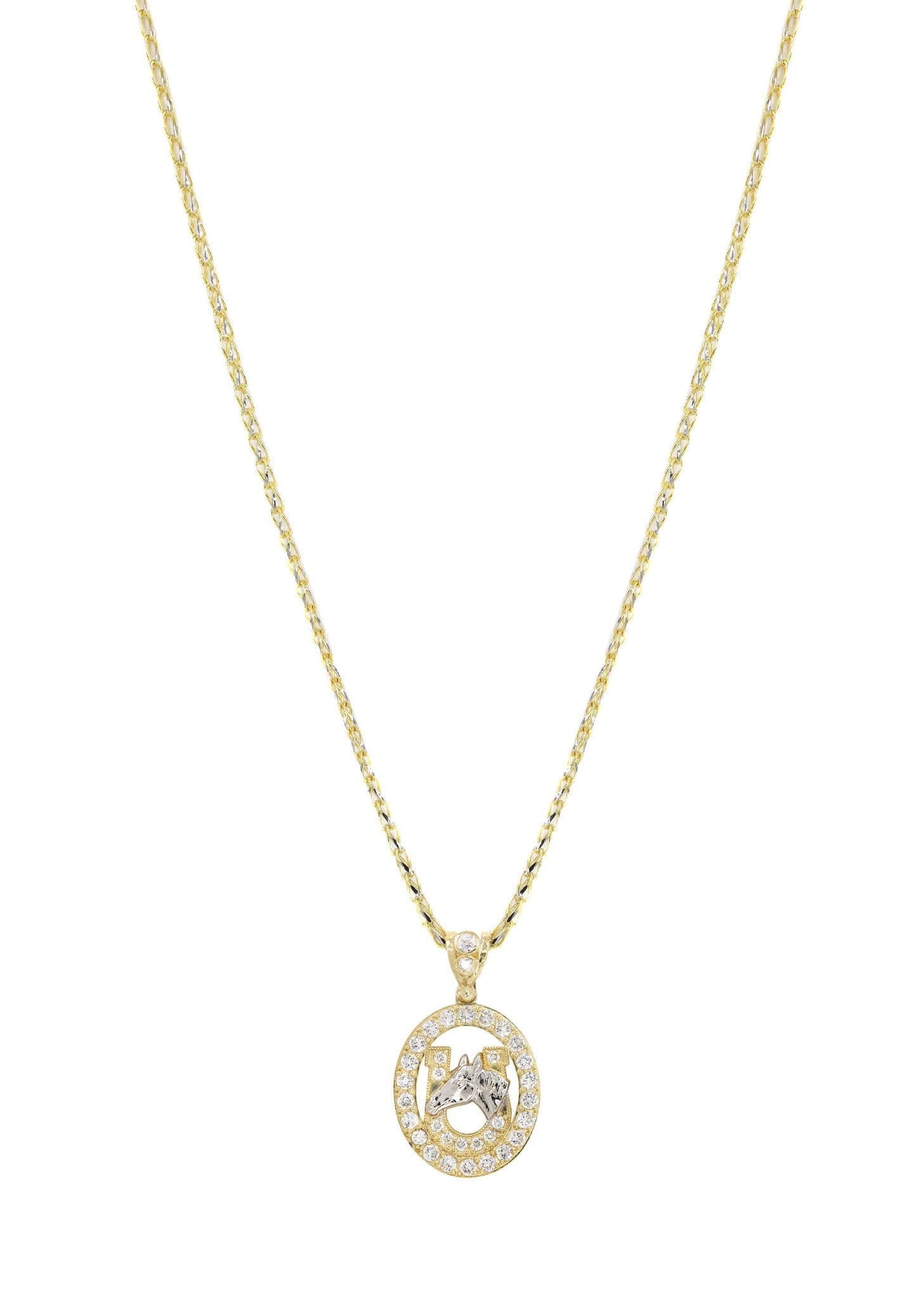 10K Yellow Gold Fancy Link Horseshoe Necklace - 12.6 Grams Dainty Jewelry for Women, Perfect Gift for Birthday, Anniversary & Special Occasions