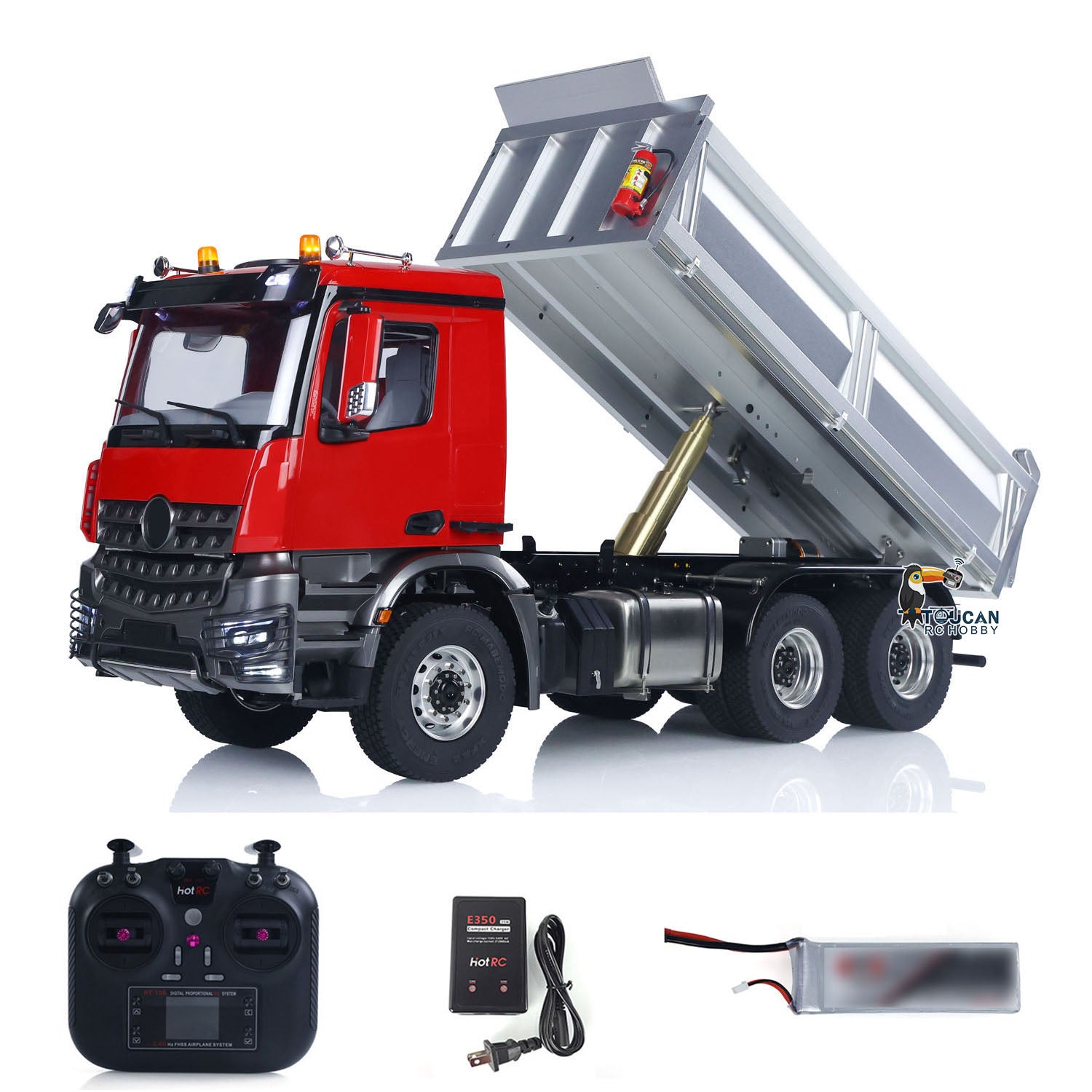 2-Speed 1/14 Scale RTR RC Hydraulic Dumper Truck with Metal Chassis - Remote Control Tipper Model with Light & Sound Effects, No Lock Differential Axle - Perfect for Construction Site Play & RC Hobby Enthusiasts
