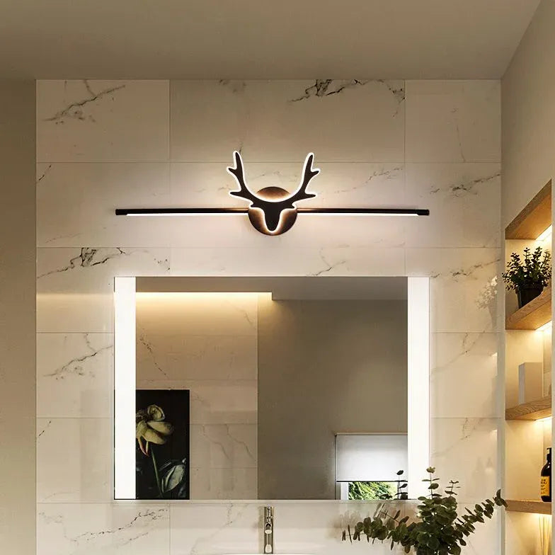 Deer Antler LED Bathroom Mirror Light - Modern Vanity Mirror with Flush Mount for Makeup & Shaving - Perfect for Bathrooms, Bedrooms, and Dressing Rooms