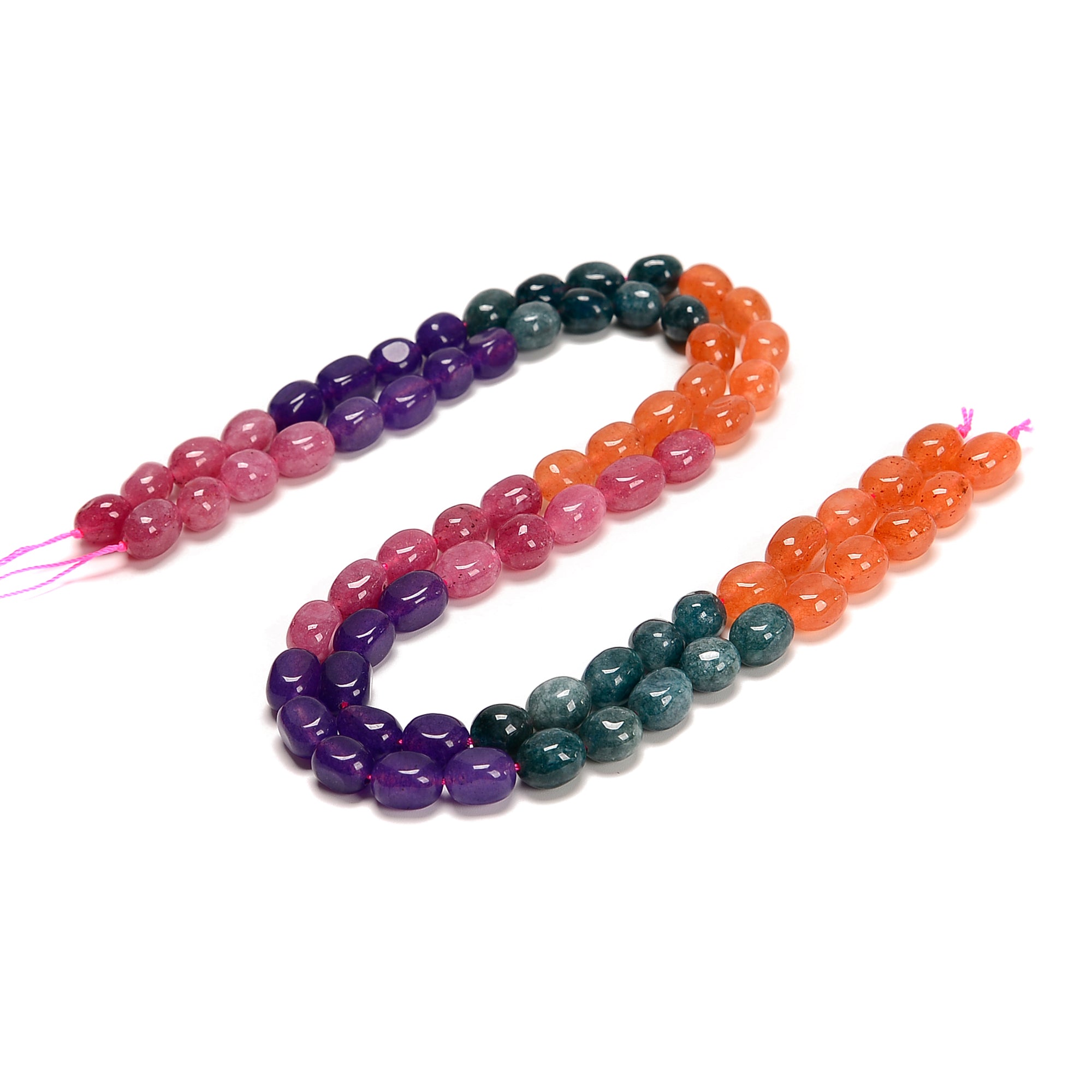 Natural Multi-Color Dyed Jade Pebble Beads | 8x10mm Irregular Nugget Beads | 15.5 Inch Strand for Jewelry Making, DIY Crafts, Bracelets & Necklaces | Perfect for Boho, Hippie Style Accessories