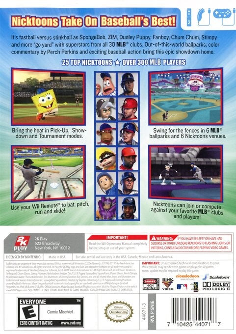 Pre-Owned Nicktoons MLB Wii Video Game - Fun Sports & Cartoon Crossover for Kids & Family Game Night