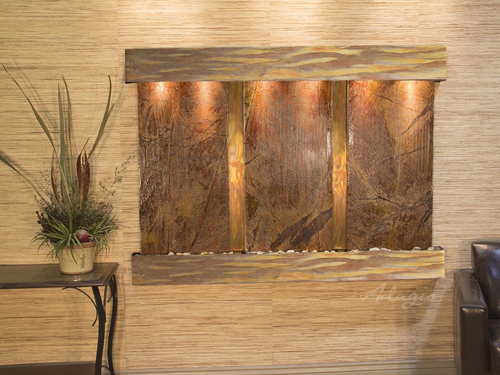 Adagio Olympus Falls Square Rustic Copper Brown Marble Coffee Table - OFS1006 - Perfect for Living Room, Lounge, and Office Decor