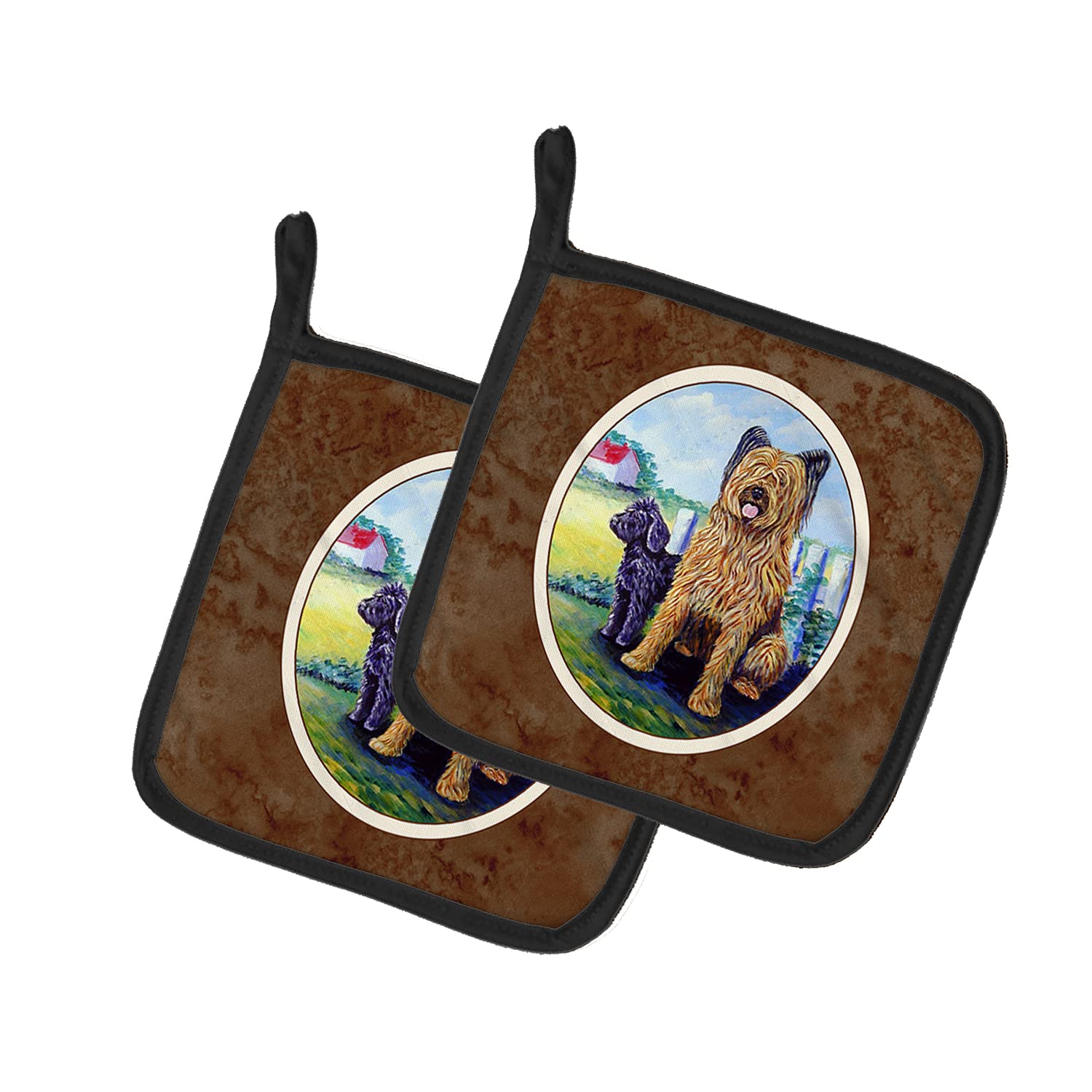 Briard Dog-Themed Heat Resistant Pot Holders Set - 7.5