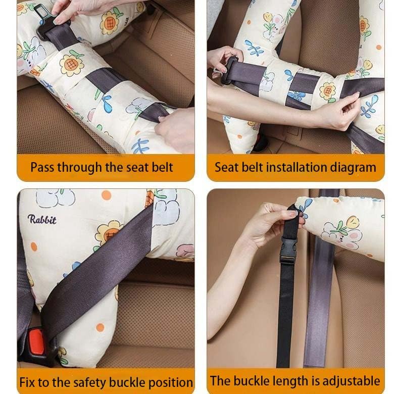 Kids Travel Pillow - H-Shaped Car Neck Support Pillow for Head & Arm Comfort | Wedge Design for Long Distance Travel | Airplane, Road Trips & Nap Time (F)