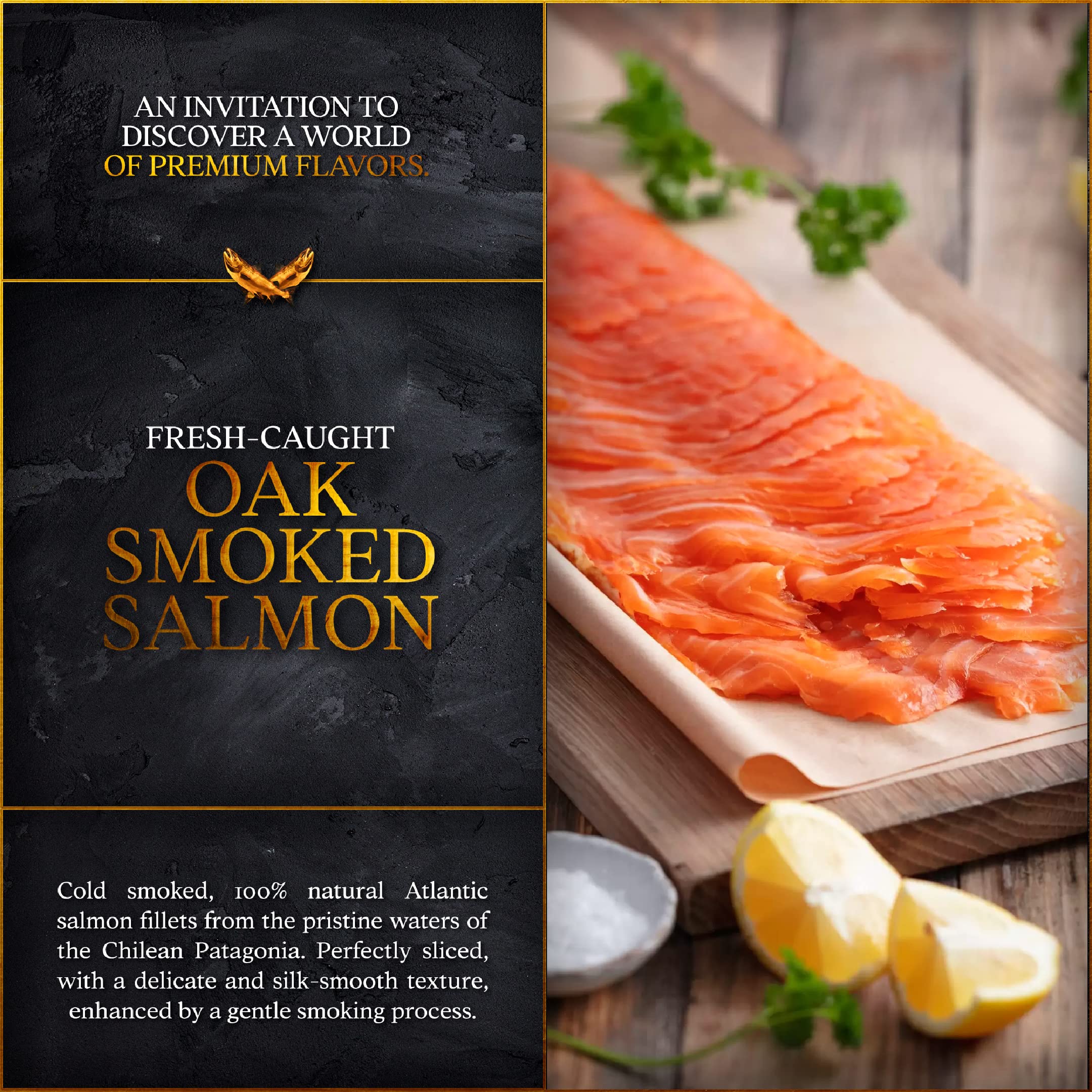 Premium Smoked Nova Salmon - 2.9 Lb Fillet (Pre-Sliced, Skinless, Kosher Certified) | Gluten-Free, High in Omega-3 | Fresh Atlantic Salmon | Perfect for Bagels, Charcuterie Boards & Gourmet Meals