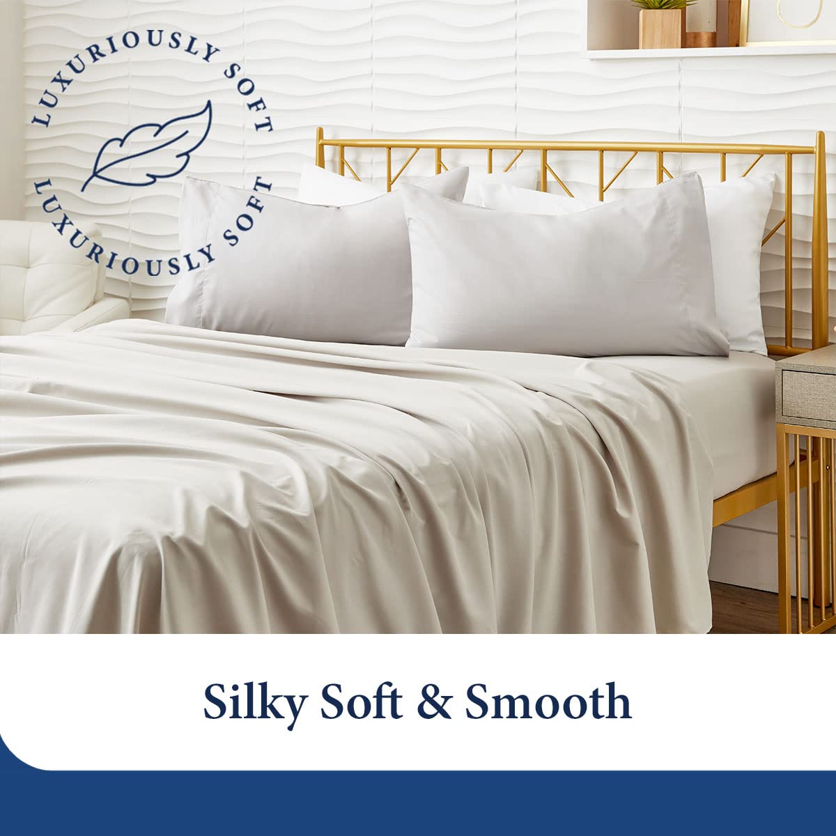 Luxury Bamboo Sheets Set - 4-Piece Cooling & Breathable Rayon Bamboo Blend Bedding - Silky Soft with 16-Inch Deep Pockets - Full Size White - Perfect for Hot Sleepers & All-Season Comfort