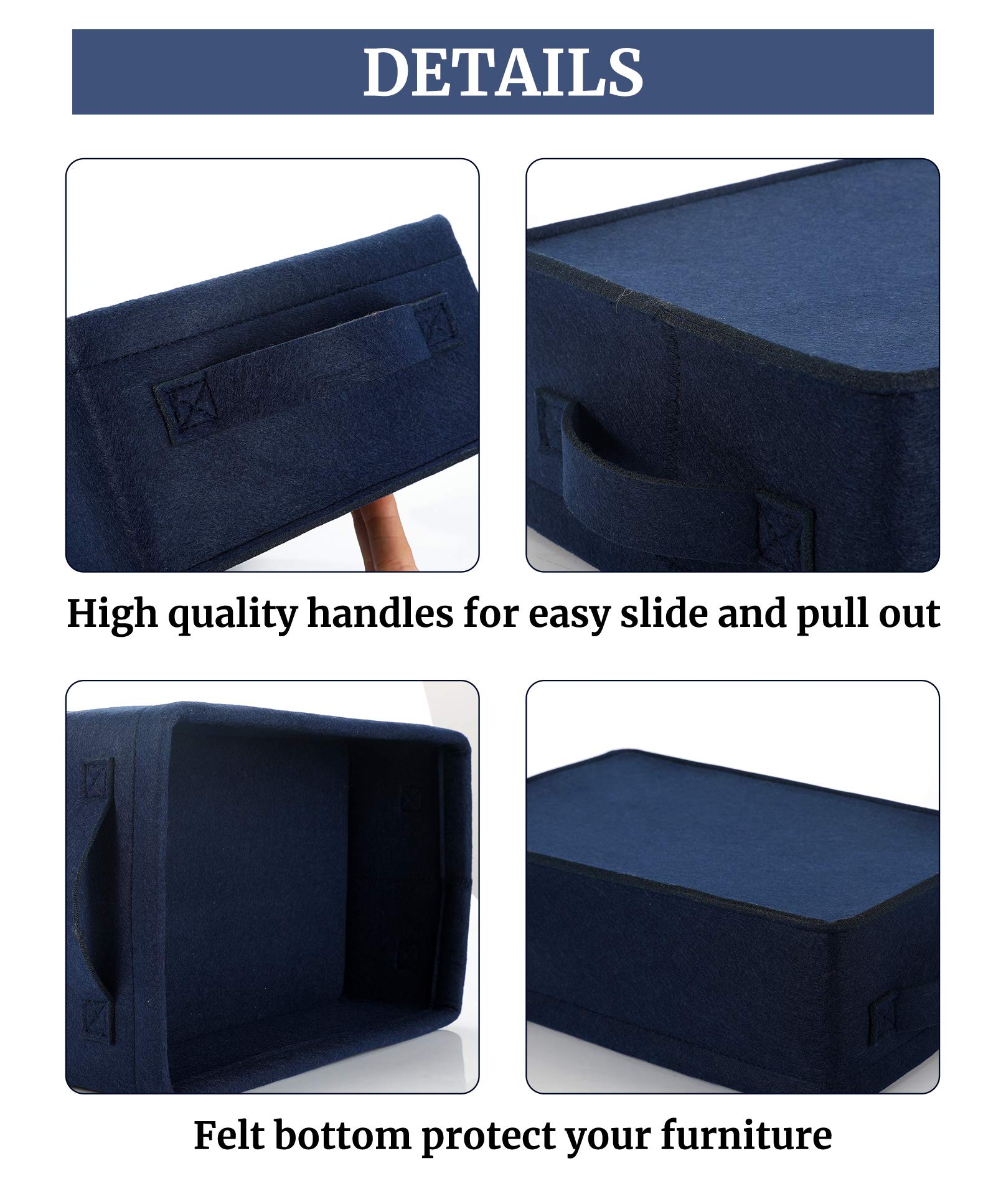 Navy Blue Fabric Storage Baskets - Small Narrow Shelf Organizer for Towels, Toys & Clothes | Perfect for Baby Nursery, Pet Supplies & Home Organization