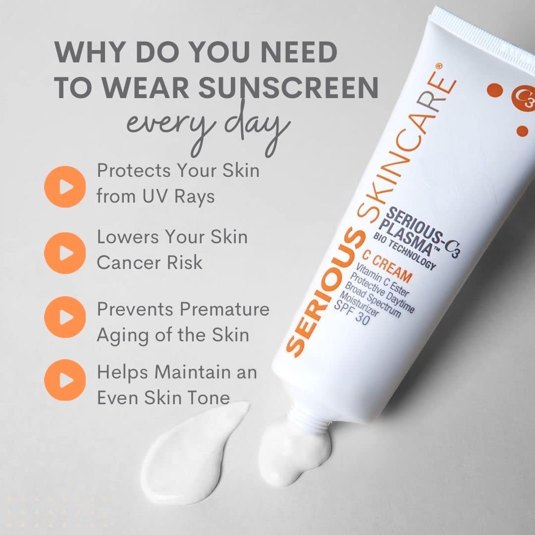 Serious Skincare Vitamin C Day Trio Set - SPF 30 Moisturizer, Brightening Serum & Eye Treatment for Glowing Skin | Anti-Aging Skincare Routine, Daily Hydration & Sun Protection
