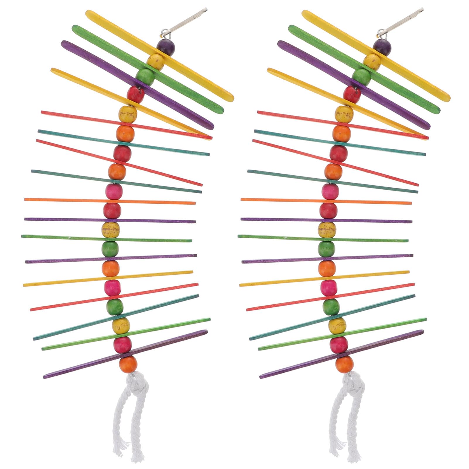 Balacoo Natural Wooden Bird Chew Toys for Parrots & Parakeets - 2pcs Hanging Chew Blocks, Colorful Biting Molar Sticks - Perfect for Cage Enrichment & Beak Exercise