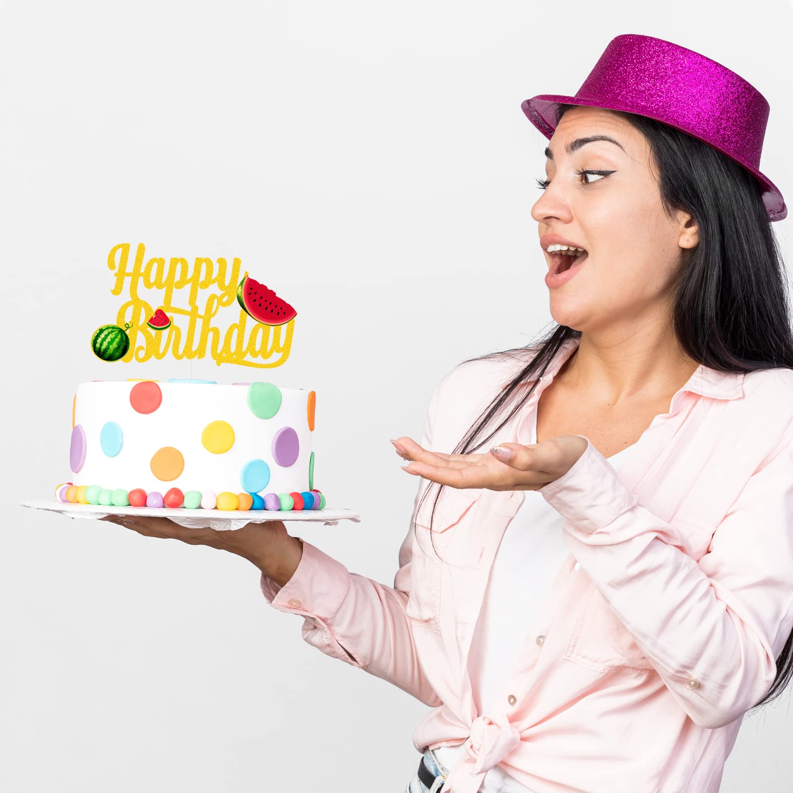Watermelon Happy Birthday Cake Topper - Fun Fruit Themed Smash Cake Decor for Kids Birthday Party Supplies | Perfect for 1st Birthday, Summer Parties & Baby Shower Decorations