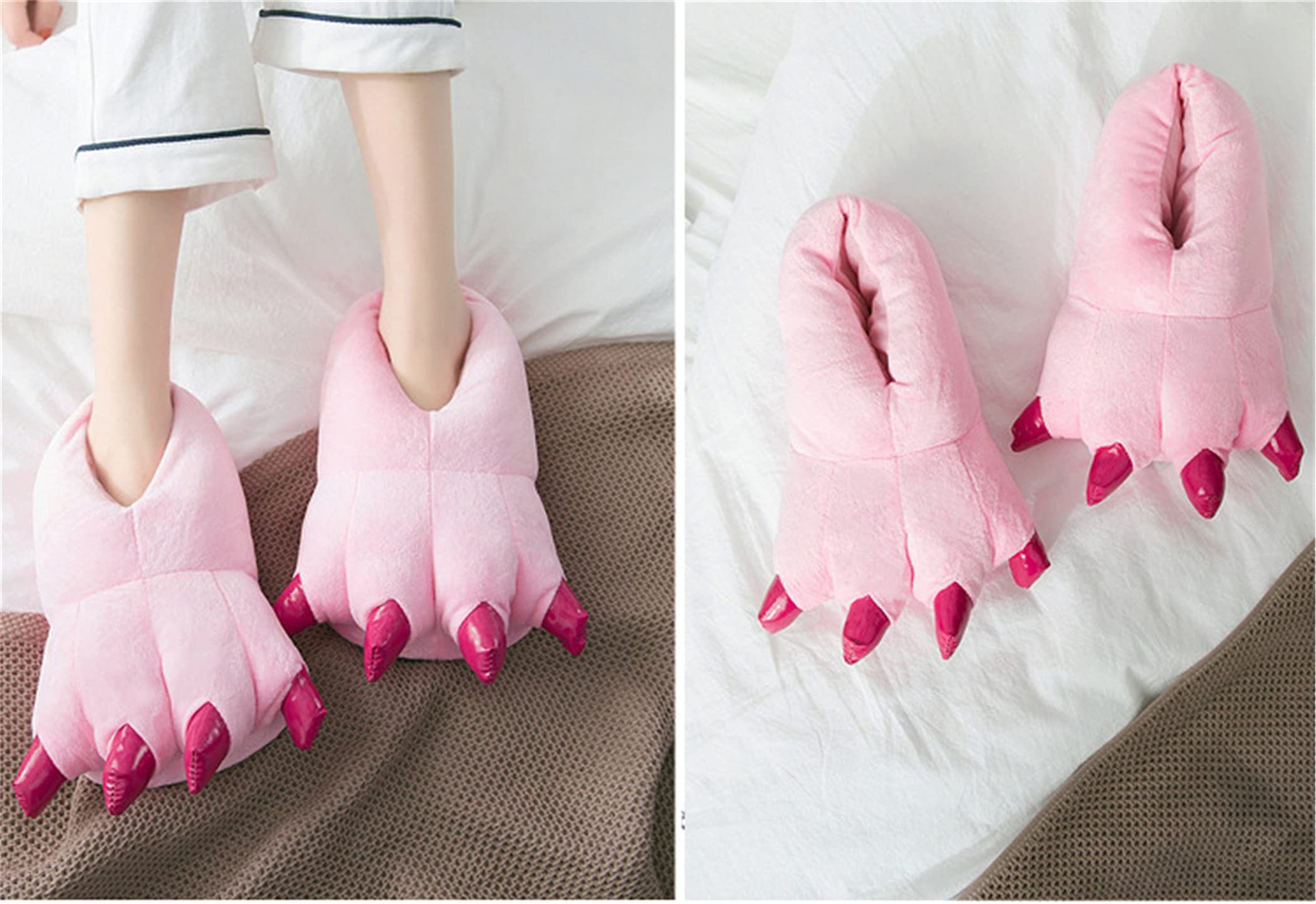 YILANLAN Unisex Plush Animal Paw Slippers - Dinosaur Claw Fuzzy Warm House Shoes for Men & Women | Cozy Indoor/Outdoor Wear for Winter, Home, Lounge & Gifts