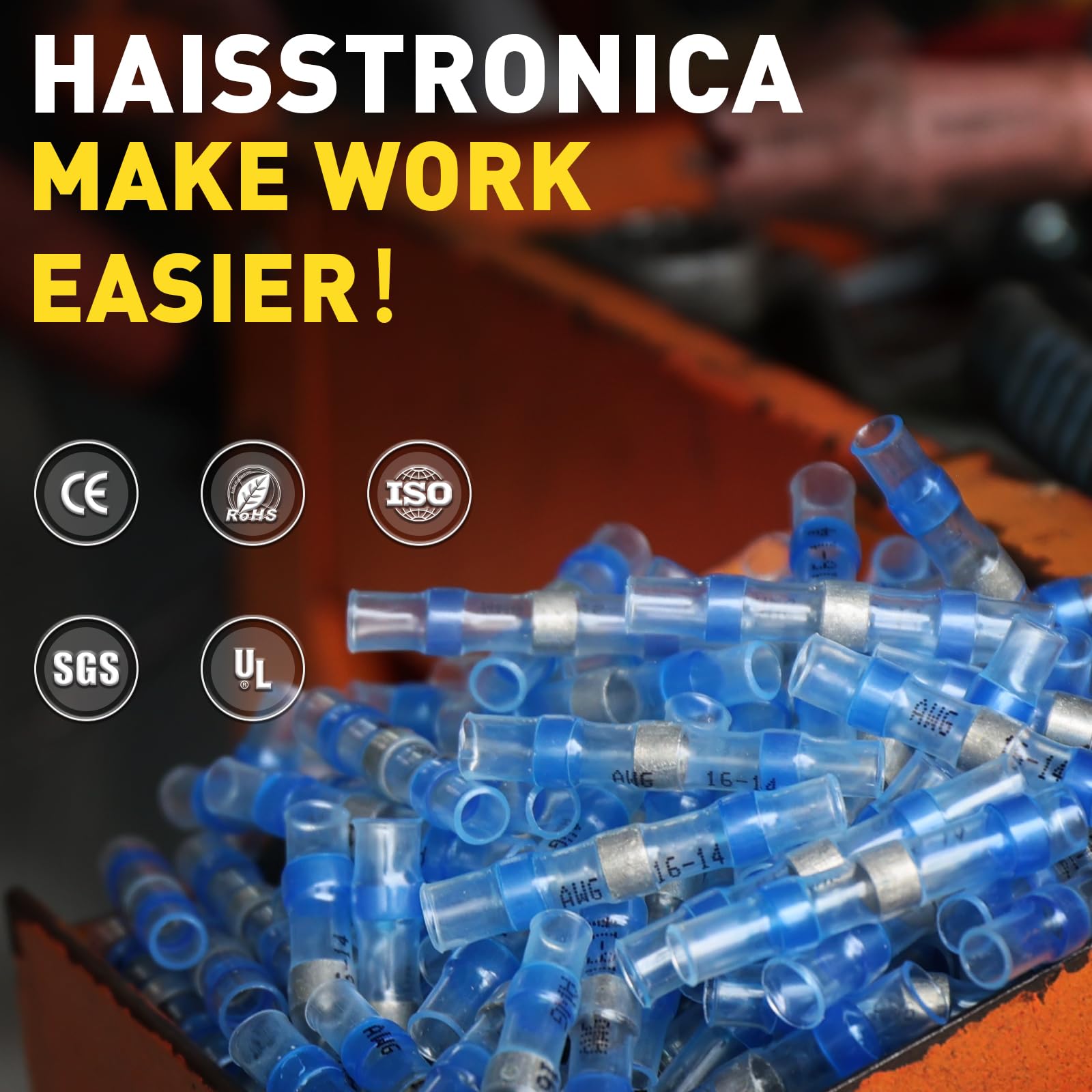 100PCS Red Solder Seal Wire Connectors AWG22-18, Haisstronica Marine Grade Waterproof Electrical Connectors - Heat Shrink Butt Splice for Automotive, Boat & Outdoor Wiring - Weatherproof Insulated Terminals for DIY & Professional Use