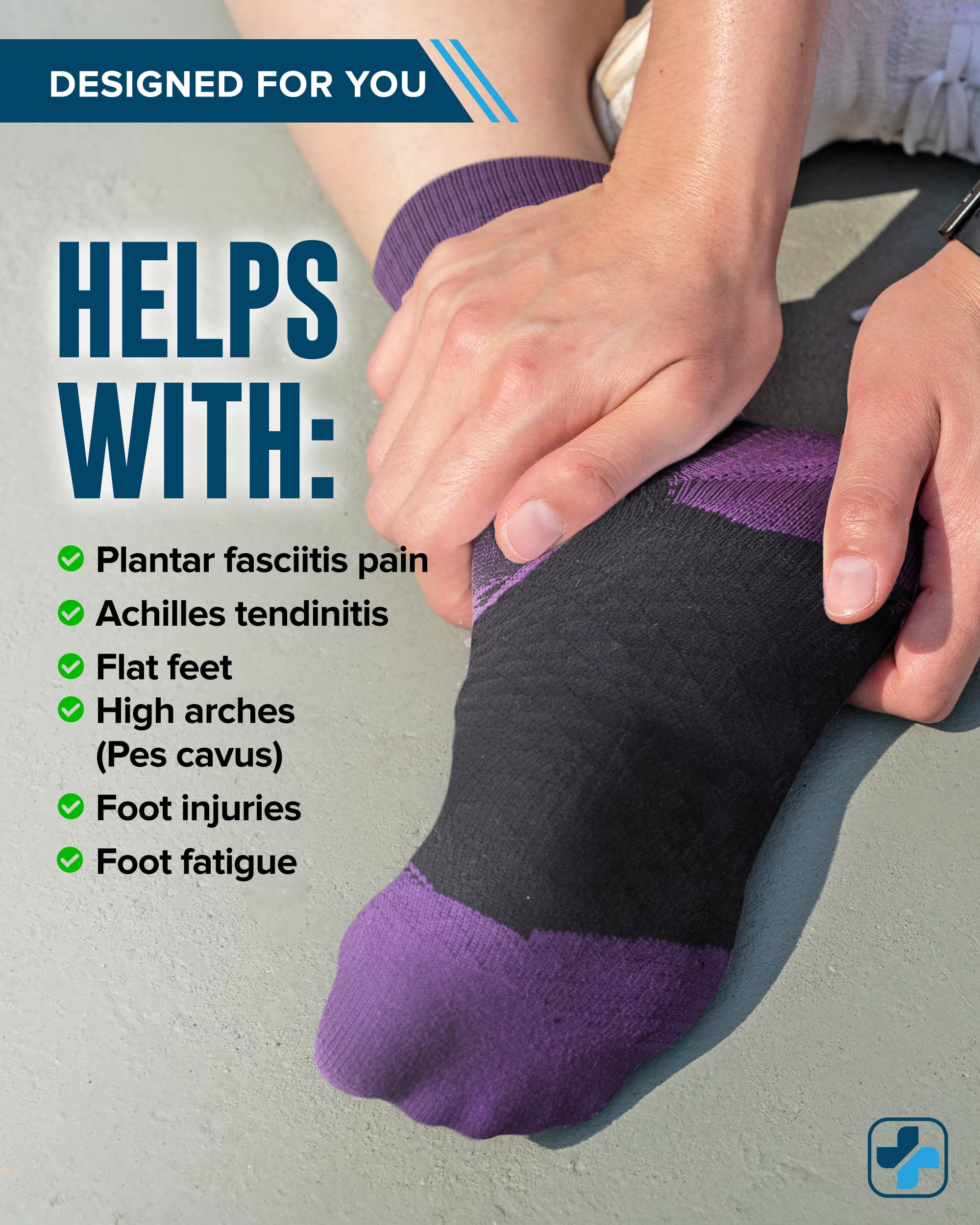 Doctor's Select Plantar Fasciitis Compression Socks - 2 Pairs | Arch Support Socks for Foot Pain Relief | Best for Running, Hiking & Daily Comfort