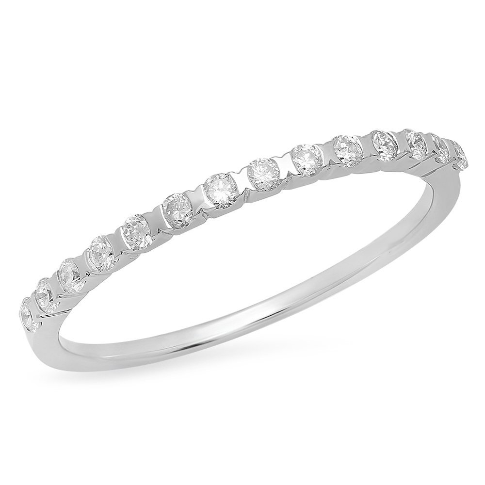 0.20 Cttw 14K Solid Gold Round Diamond Women's Dainty Anniversary Wedding Stackable Band Ring - Perfect for Bridal Sets, Stacking Rings & Everyday Elegant Jewelry