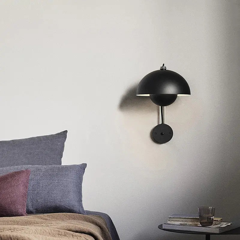 Mushmi Mushroom Wall Light - Black, White, Red, Yellow - Modern LED Night Light for Bedroom, Nursery, Living Room & Hallway Decor