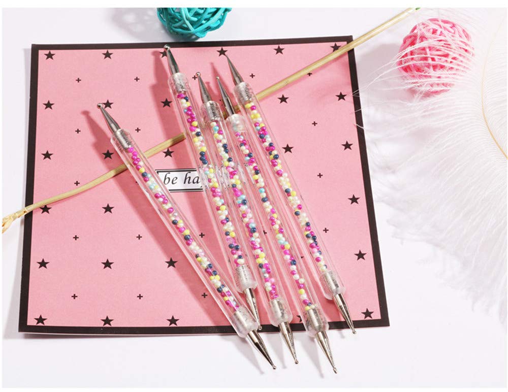 5Pcs Professional Double Head Nail Dotting Pen Set - Nail Art Tools for Natural, False & Acrylic Nails - Perfect for DIY Manicure, Nail Design & Salon Use