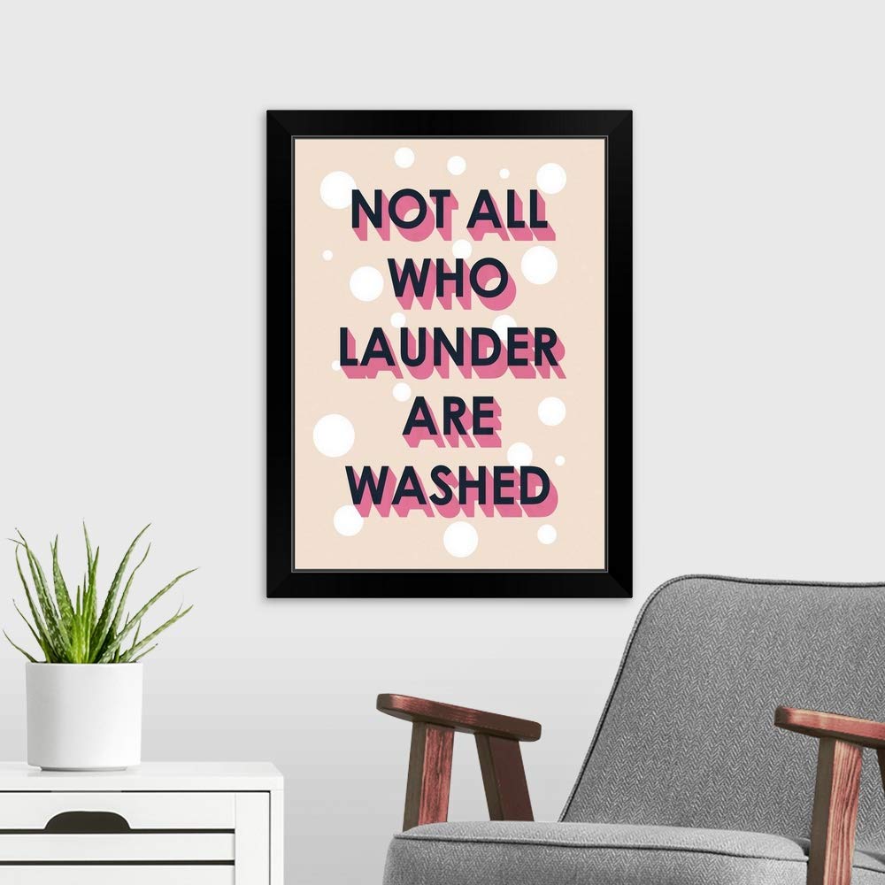 Black Framed Laundry Typography Art Print - Modern Home Decor for Living Room, Bedroom & Office Wall Art