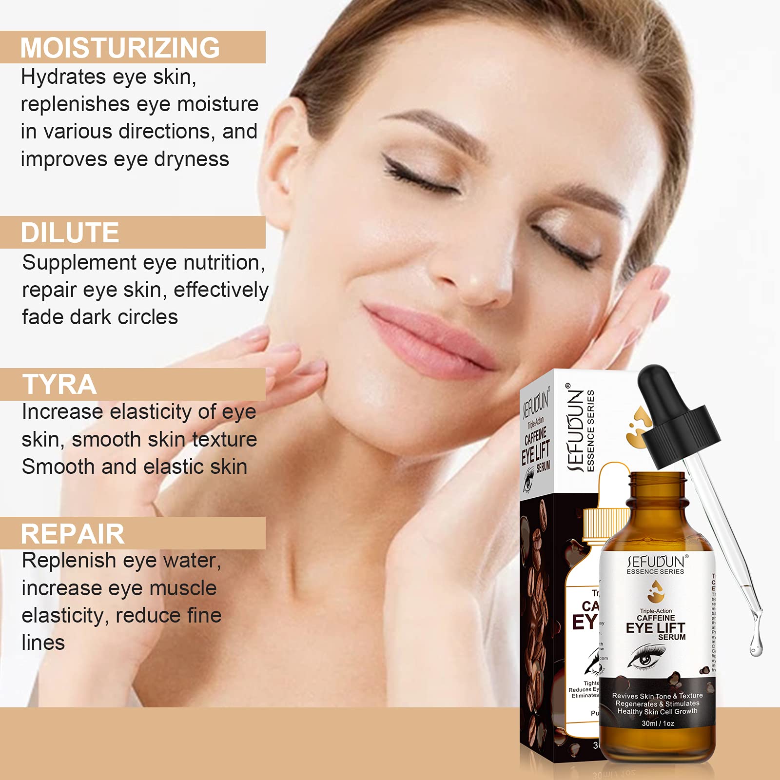 **Caffeine Eye Serum with EGCG & Collagen - Anti-Aging Eye Treatment for Women & Men - Reduces Puffiness, Dark Circles, Under Eye Bags, Wrinkles & Fine Lines - 1 oz / 30 ml - Perfect for Morning & Night Skincare Routine**
