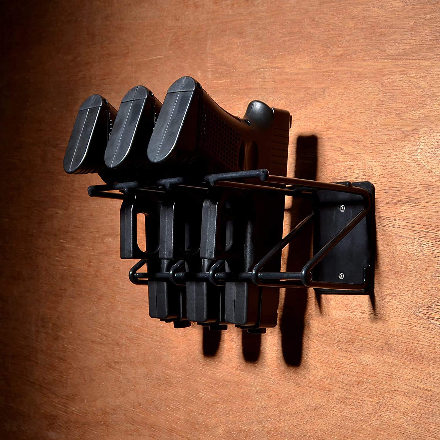 BOOSTEADY 4-Slot Wall Mount Gun Rack for Pistols - Fits Glock 19, 17, 42, 43, P238, Ruger LCP, Sig Sauer, 1911 & Most Handguns | Secure Firearm Storage for Home, Office, or Gun Range