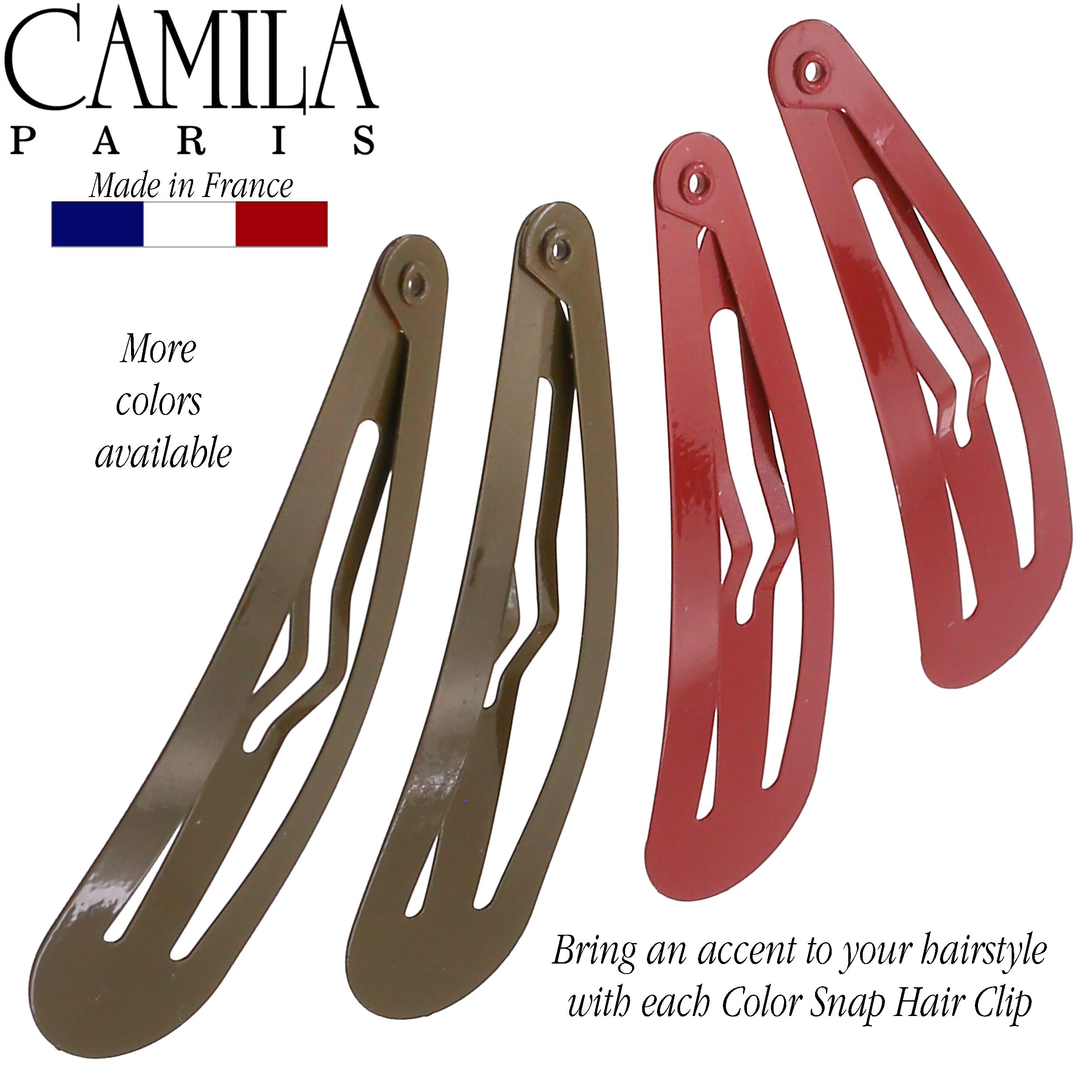 Camila Paris CP1330D French Hair Barrettes - Strong Hold Metal Snap Clips for Women & Girls | No Slip Grip Hair Accessories | Made in France | Perfect for Office, Weddings & Everyday Styling