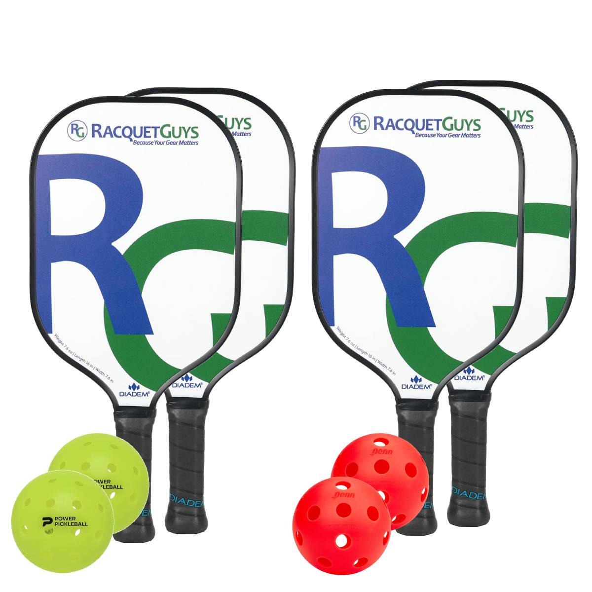 Diadem Riptide RG 4 Paddle Pickleball Set - Premium Pickleball Paddles & Balls Bundle for Competitive Play & Recreational Games - Perfect for Outdoor Courts, Backyard Fun & Tournament Training
