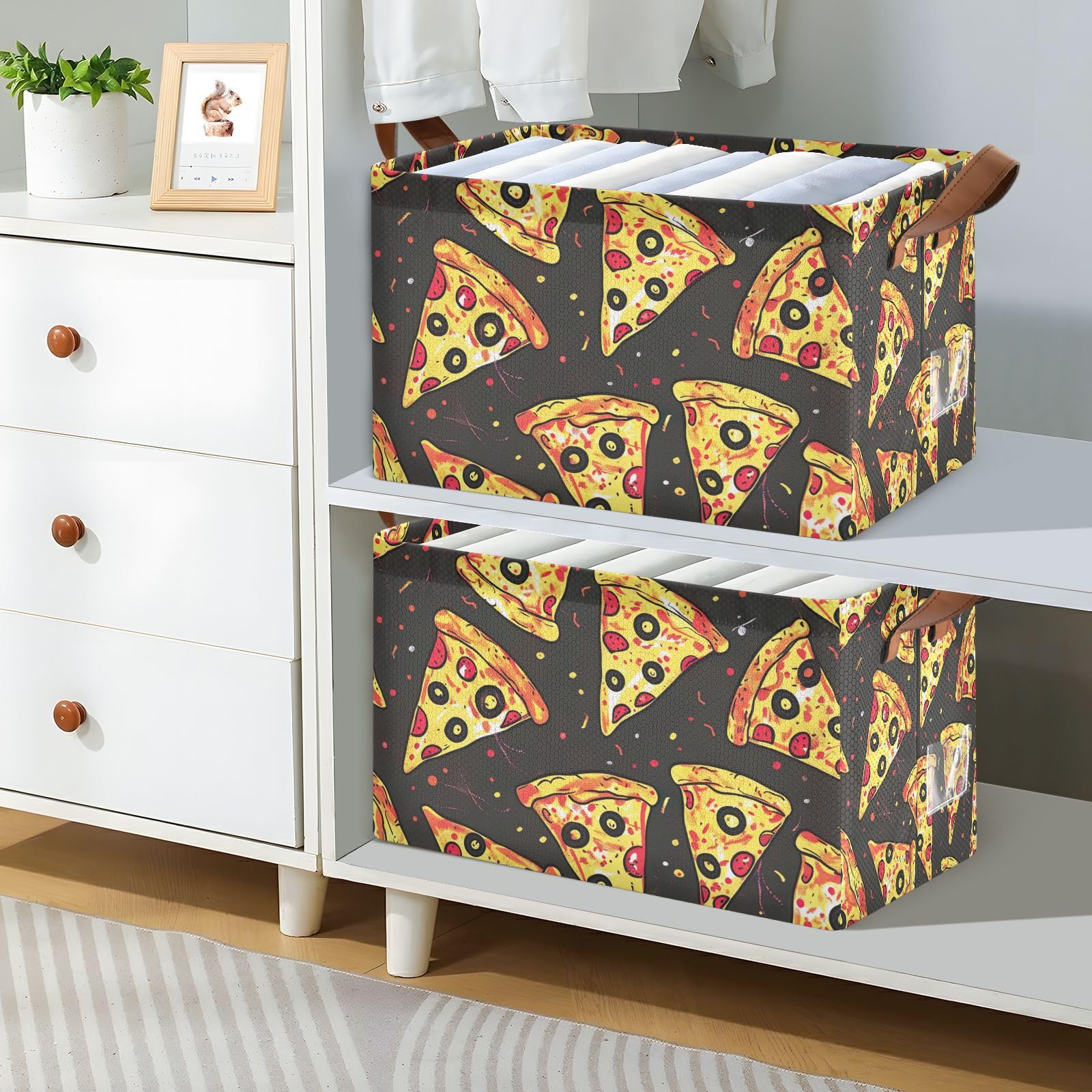 Large Foldable Storage Baskets with Handles - 2 Pack Organizer Bins for Home, Office & Shelves | Perfect for Toys, Blankets & Clutter Organization