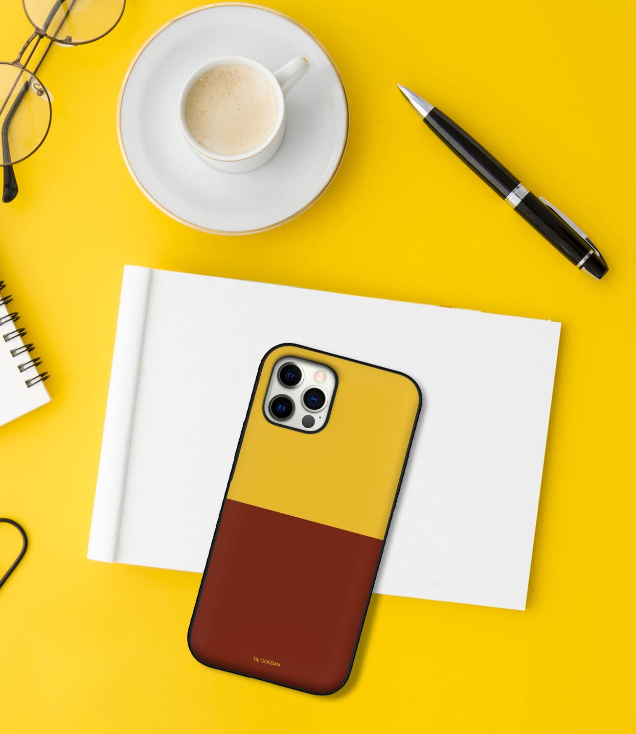 Qoosan iPhone 12/12 Pro (6.1 inch) Slim Wallet Case with Card Holder & Mirror - Protective Phone Cover in Yellow | Perfect for Everyday Use, Travel & Hands-Free Convenience