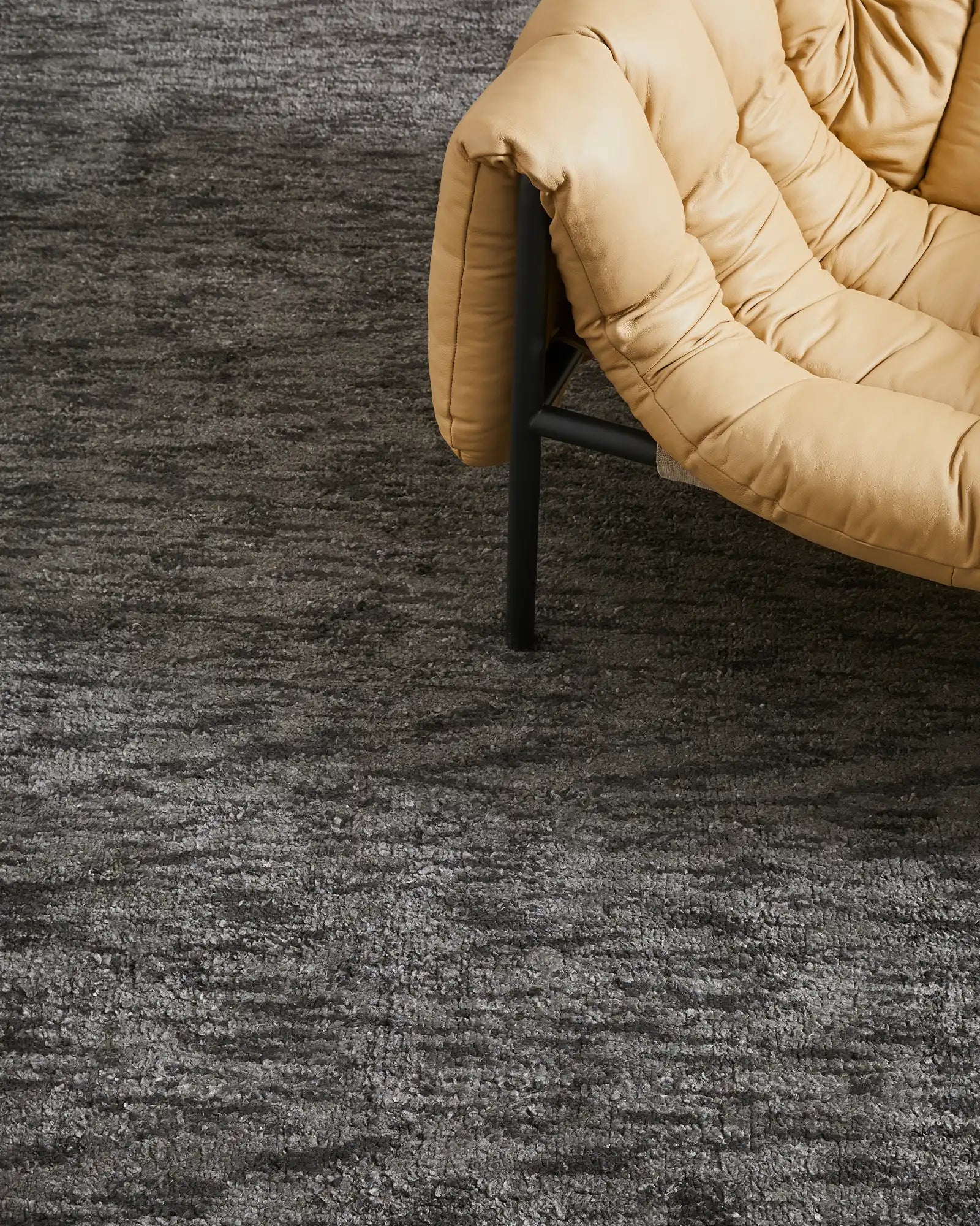 Premium Almonte Rug in Coal Black - Soft & Durable Handmade Area Rug for Living Room, Bedroom, or Office Decor
